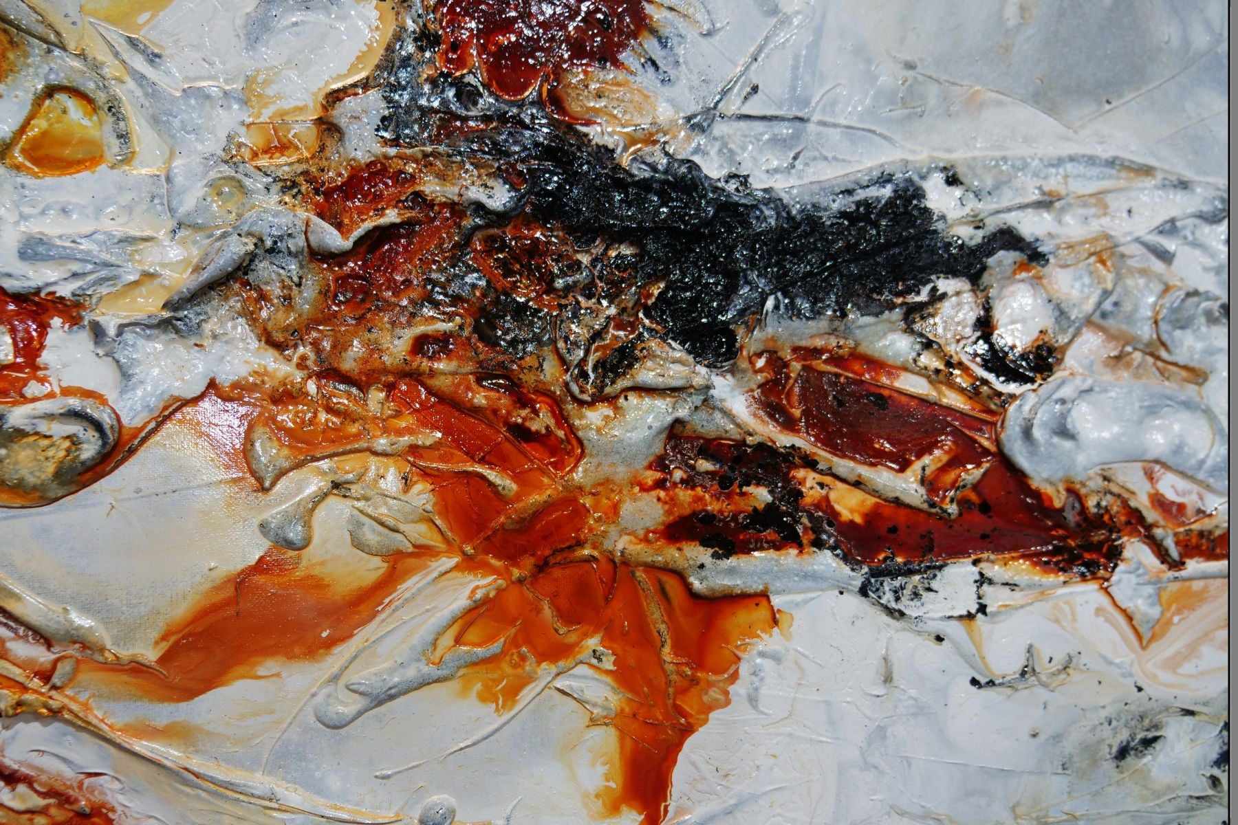Rusted Class 160cm x 100cm Black White Brown Textured Abstract Painting (SOLD)
