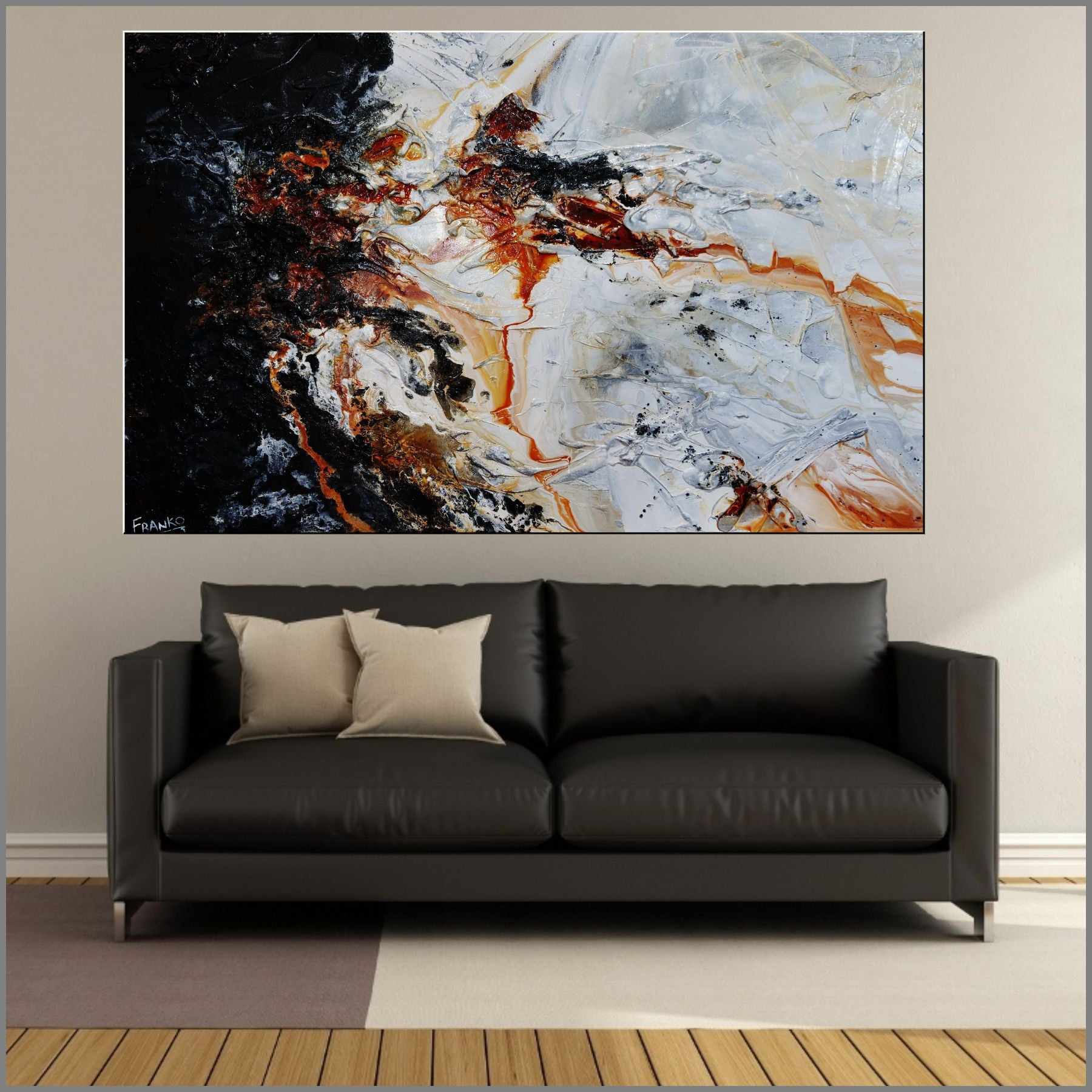 Rusted Class 160cm x 100cm Black White Brown Textured Abstract Painting (SOLD)-Abstract-[Franko_Artist]-[Australian_artist]-[Gold_Coast]-[Brisbane]-[modern]-[contemporary]-[original]-[Large_artwork]-[The_Block]-[Dream_Homes]-[ideas]-[Grand_Designs]-[Art_Lover]-Franklin Art Studio
