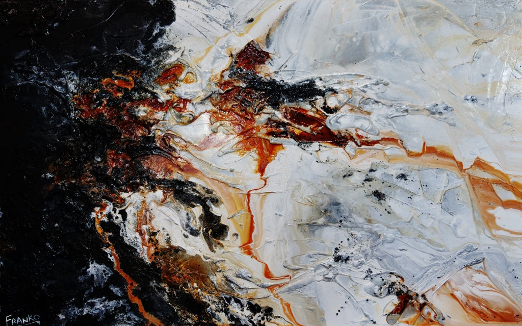 Rusted Class 160cm x 100cm Black White Brown Textured Abstract Painting (SOLD)-Abstract-[Franko_Artist]-[Australian_artist]-[Gold_Coast]-[Brisbane]-[modern]-[contemporary]-[original]-[Large_artwork]-Franklin Art Studio