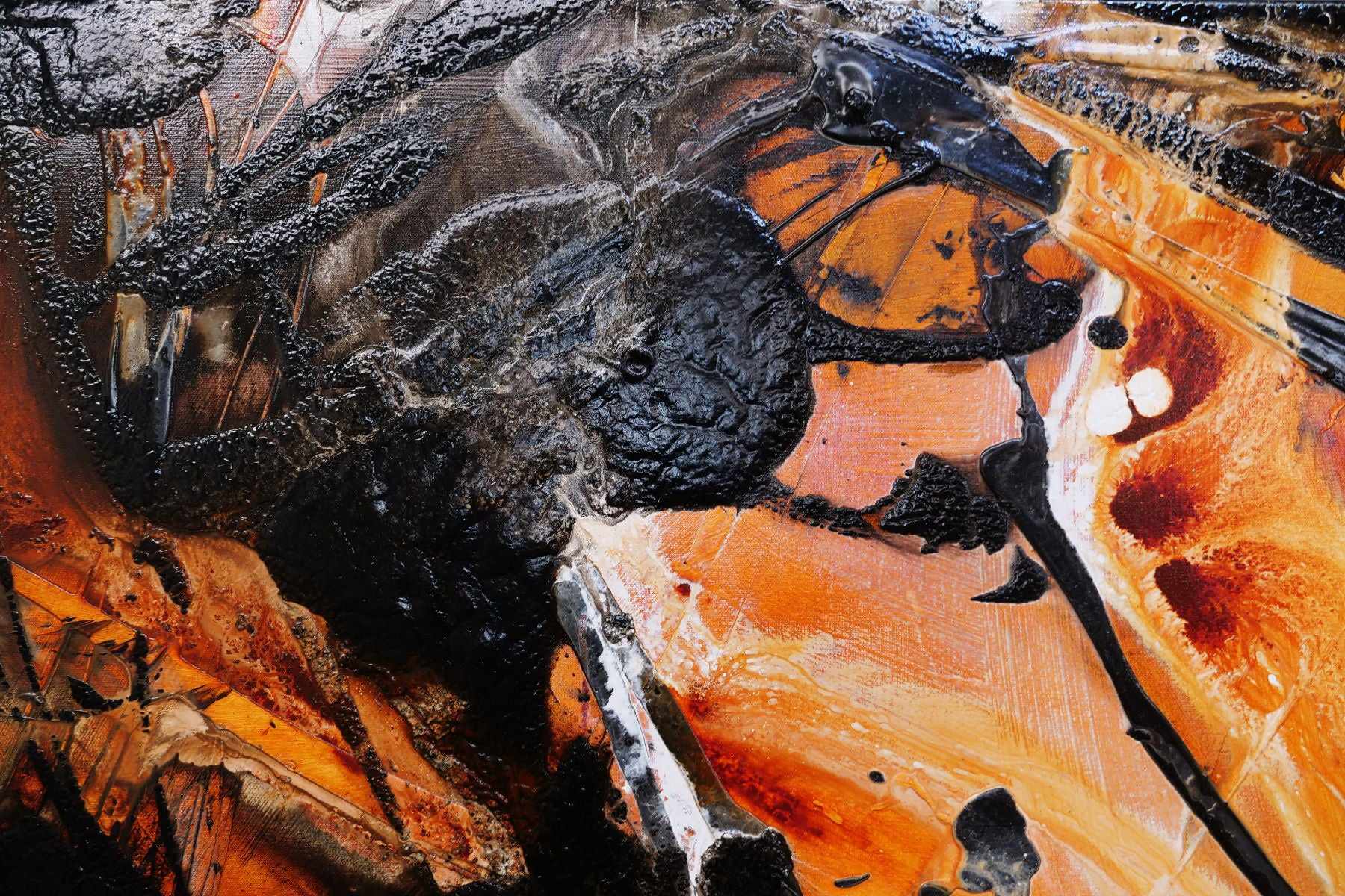 Rusted Dimensions 200cm x 120cm Ochre Black Textured Abstract Painting