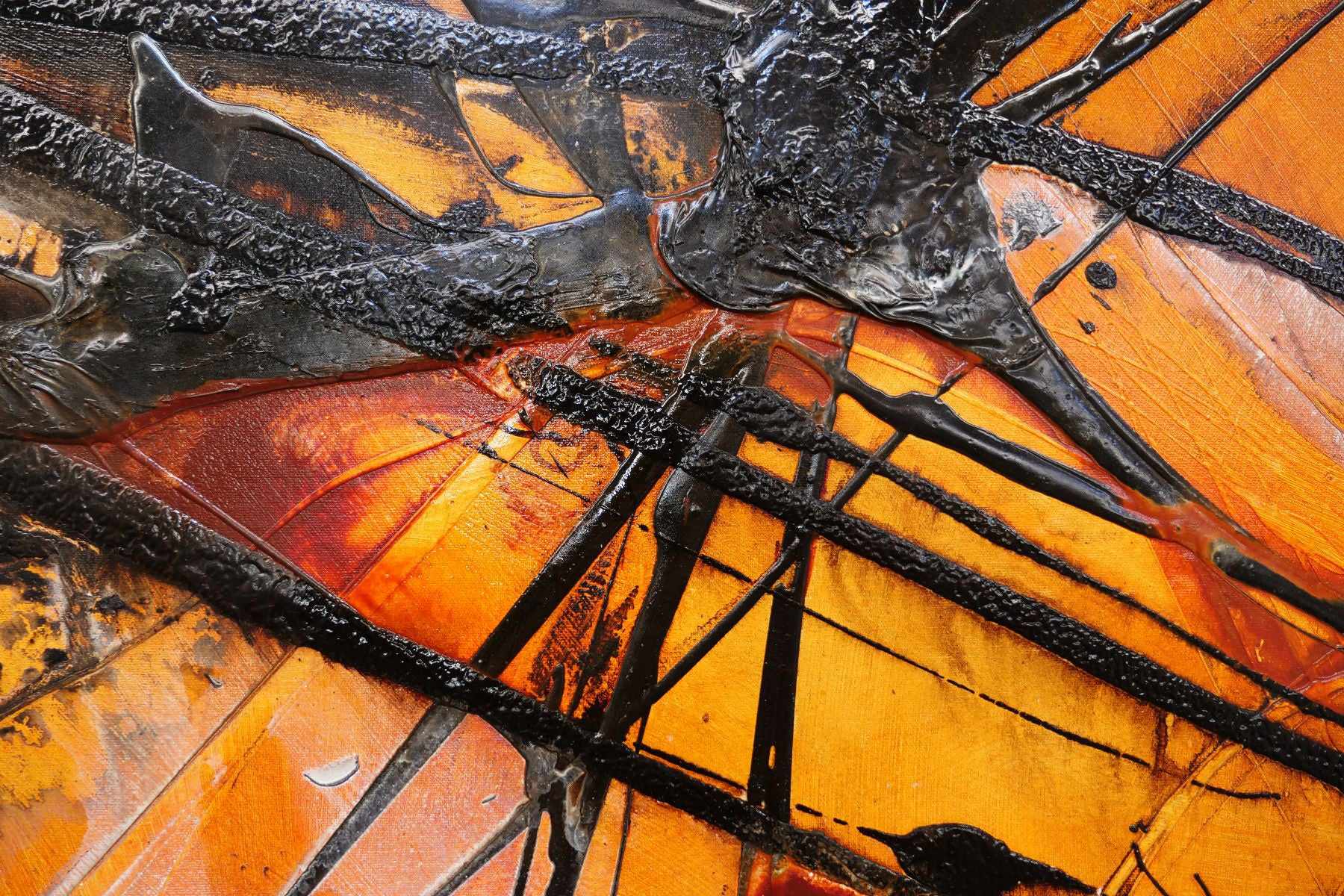 Rusted Dimensions 200cm x 120cm Ochre Black Textured Abstract Painting