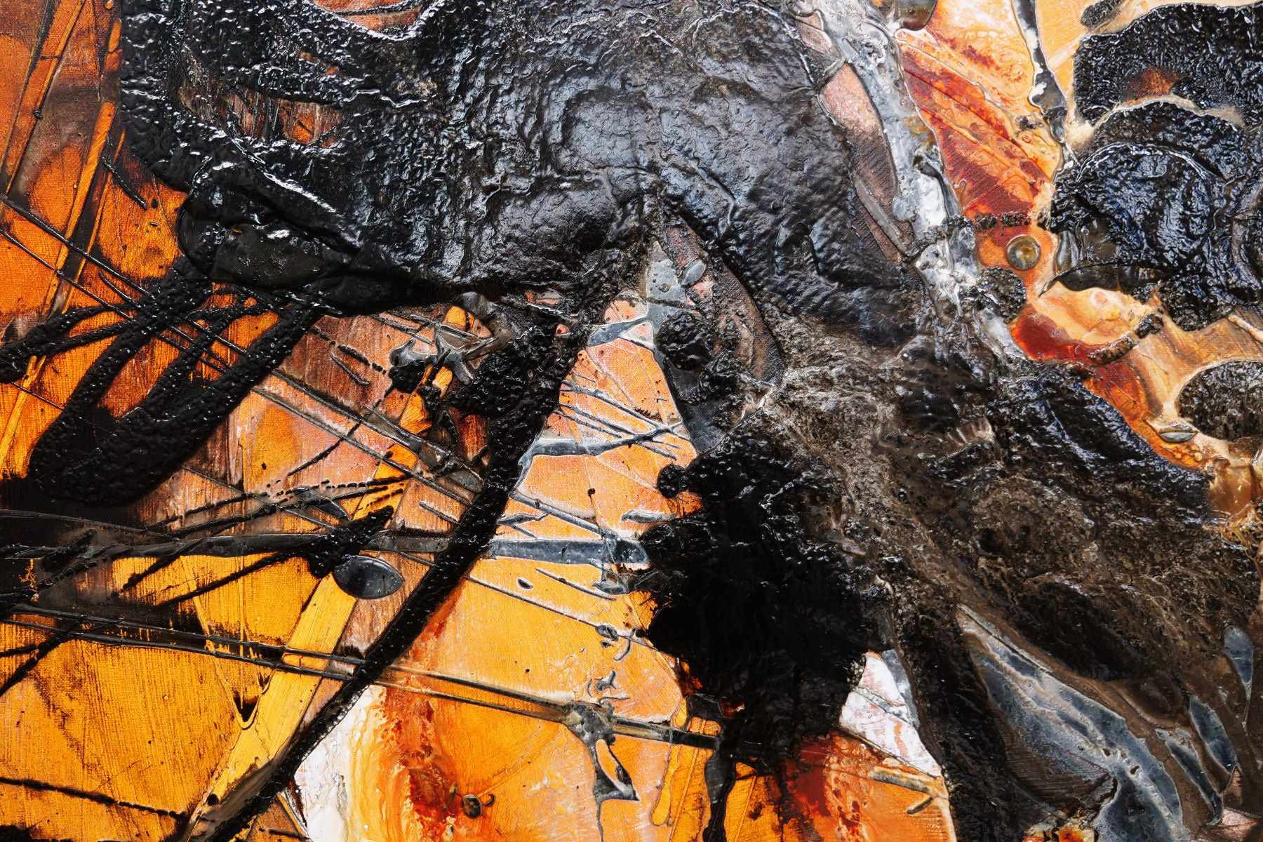 Rusted Dimensions 200cm x 120cm Ochre Black Textured Abstract Painting-Abstract-[Franko]-[Artist]-[Australia]-[Painting]-Franklin Art Studio