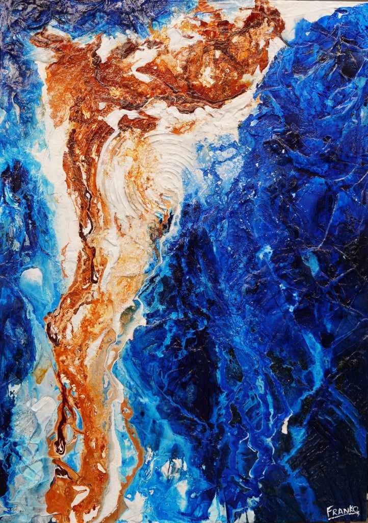 Rusted Embargo 140cm x 100cm Blue White Rust Textured Abstract Painting (SOLD)-Abstract-[Franko_Artist]-[Australian_artist]-[Gold_Coast]-[Brisbane]-[modern]-[contemporary]-[original]-[Large_artwork]-Franklin Art Studio