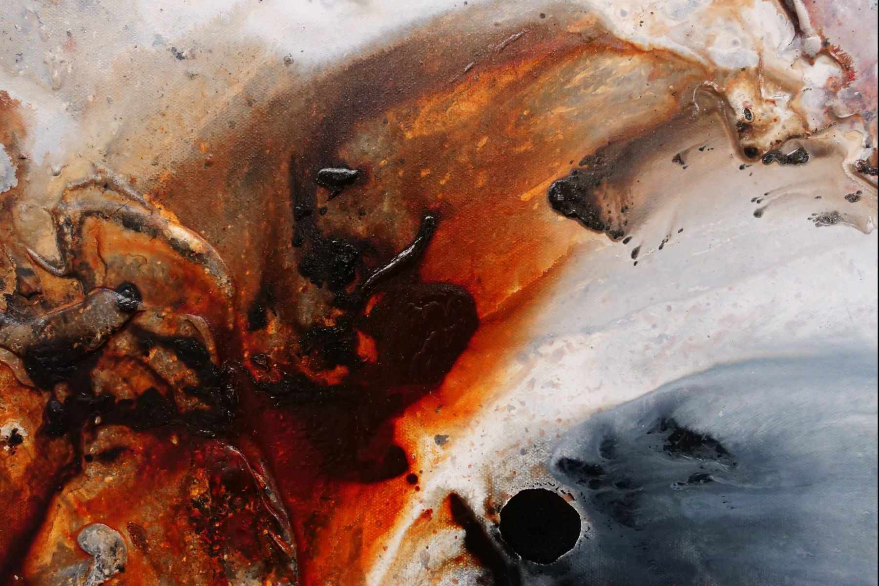 Rusted Granite 240cm x 100cm Rust White Black Textured Abstract Painting (SOLD)