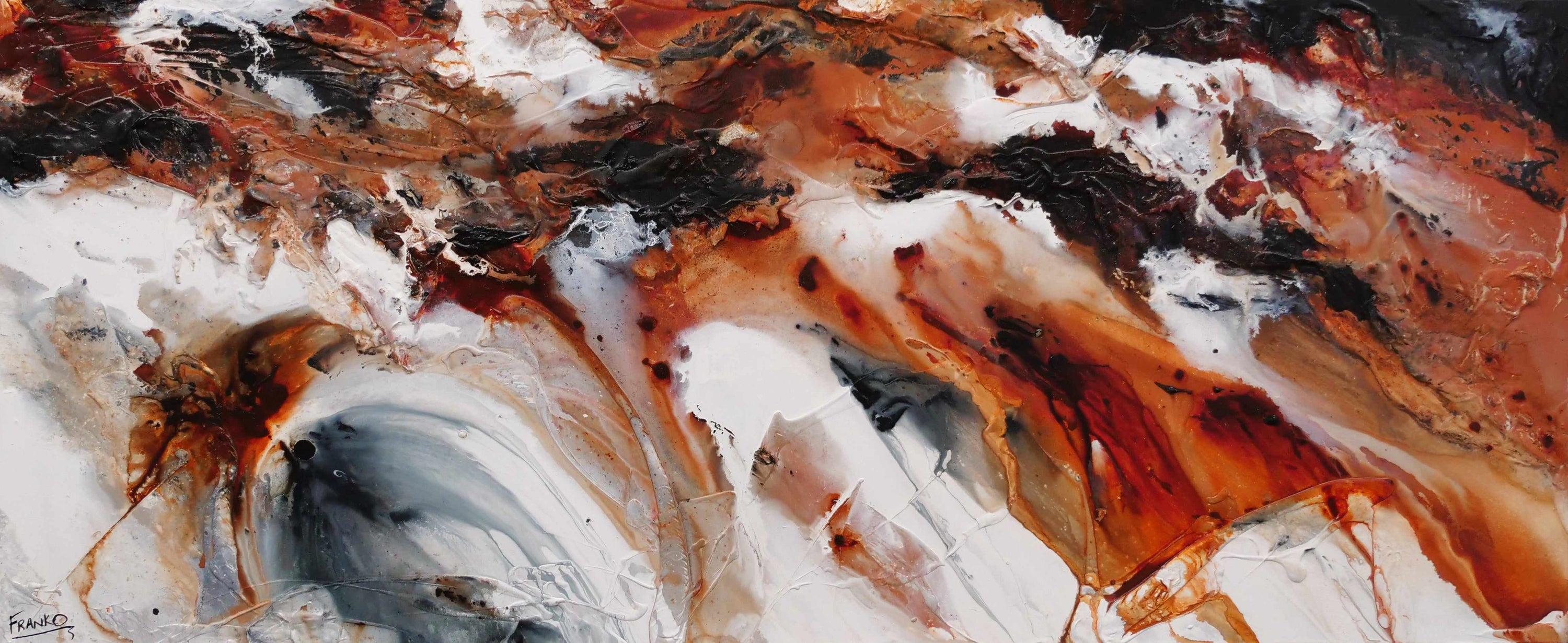 Rusted Granite 240cm x 100cm Rust White Black Textured Abstract Painting (SOLD)-Abstract-[Franko_Artist]-[Australian_artist]-[Gold_Coast]-[Brisbane]-[modern]-[contemporary]-[original]-[Large_artwork]-Franklin Art Studio
