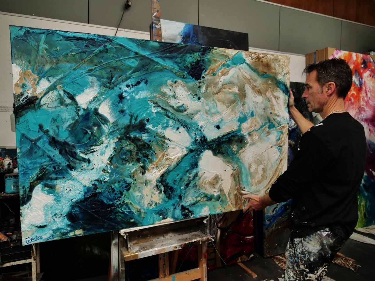 update alt-text with template Rusted Honey 160cm x 100cm Teal Rust Textured Abstract Painting-Abstract-[Franko_Artist]-[The_Block]-[Dream_Homes]-[ideas]- [Grand_Designs]-Franklin Art Studio