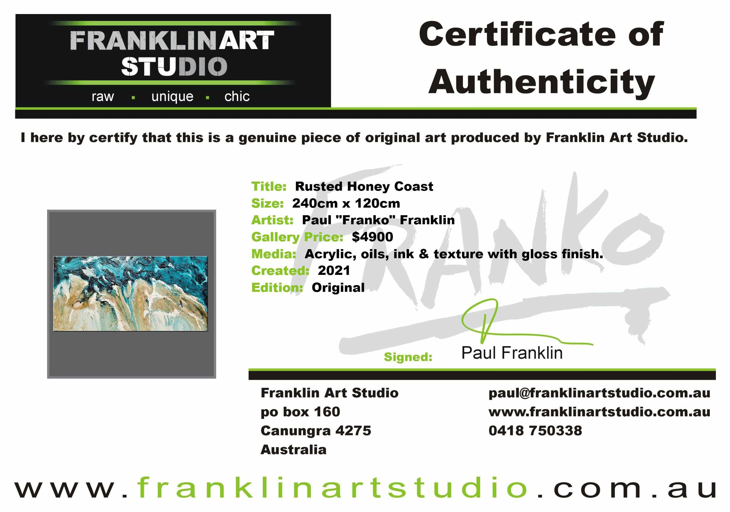 Rusted Honey Coast 240cm x 120cm Teal Cream Textured Abstract Painting (SOLD)-Abstract-[Franko_Artist]-[The_Block]-[Dream_Homes]-[ideas]-[Grand_Designs]-[Art_Lover]-Franklin Art Studio