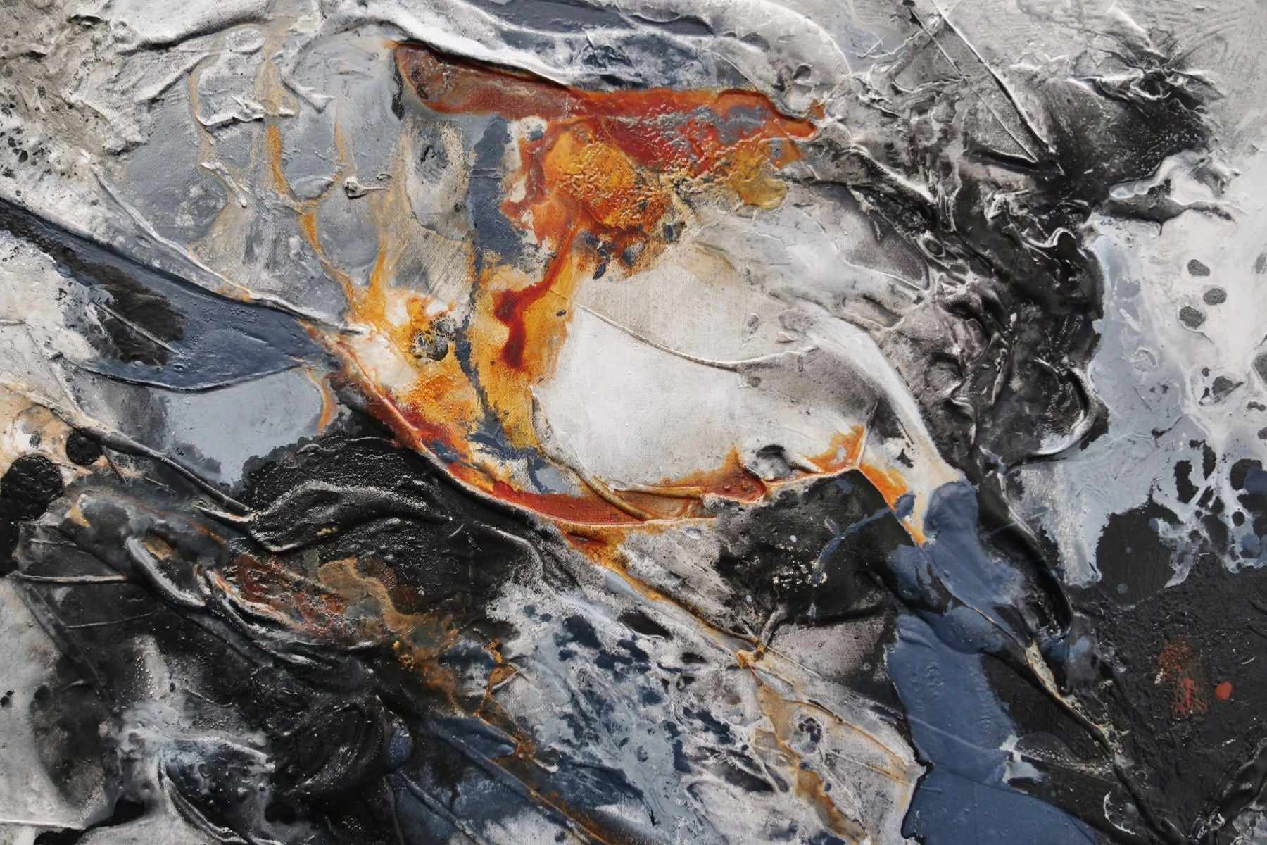 Rusted Icon 190cm x 100cm Grey Black Rust Textured Abstract Painting (SOLD)