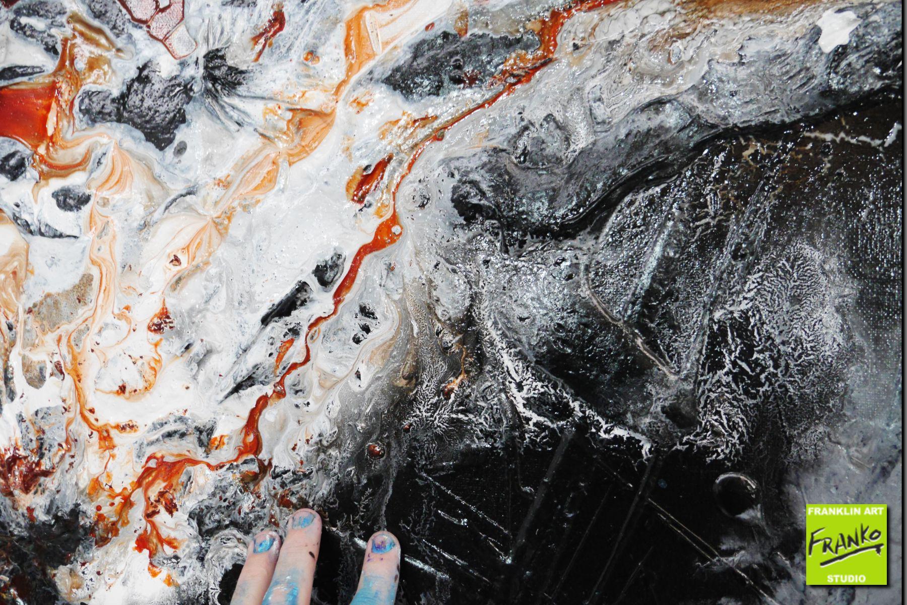 Rusted Infusion 190cm x 100cm Red Oxide White Black Textured Abstract Painting (SOLD)