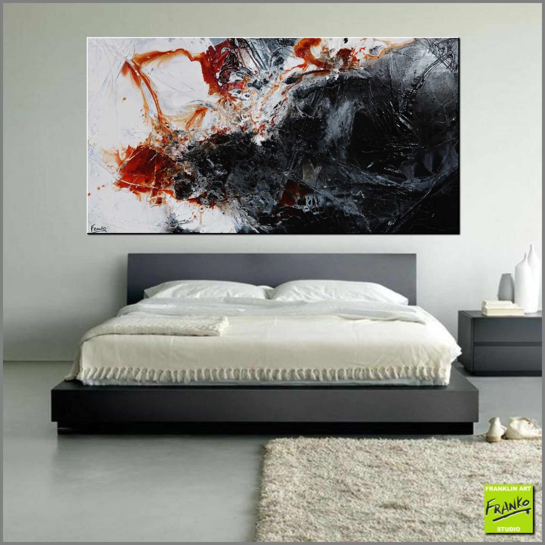 Rusted Infusion 190cm x 100cm Red Oxide White Black Textured Abstract Painting (SOLD)-Abstract-[Franko_Artist]-[Australian_artist]-[Gold_Coast]-[Brisbane]-[modern]-[contemporary]-[original]-[Large_artwork]-[The_Block]-[Dream_Homes]-[ideas]-[Grand_Designs]-[Art_Lover]-Franklin Art Studio