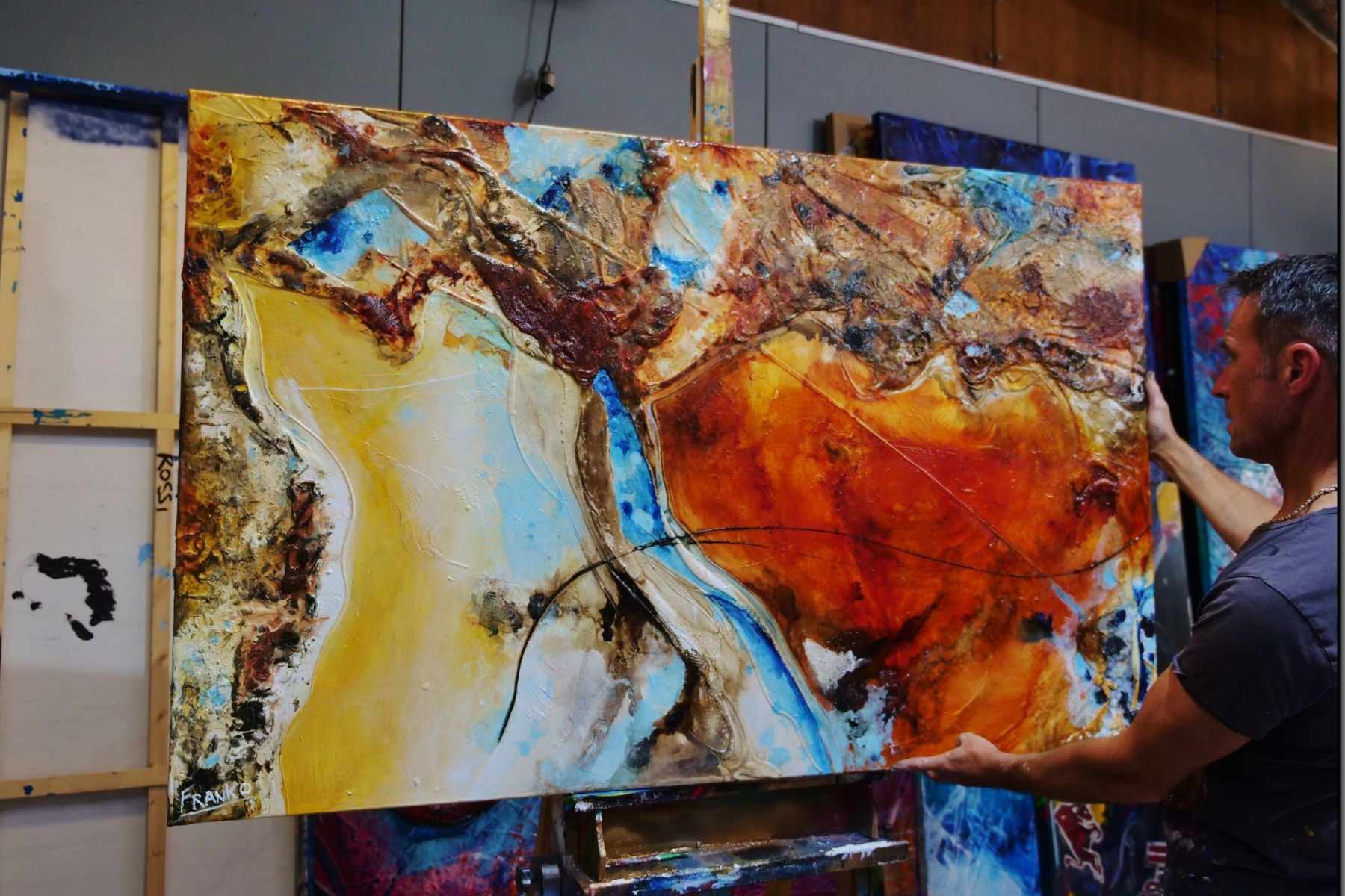 Rusted Landscape 160cm x 100cm Sienna Textured Abstract Painting (SOLD)-Abstract-[Franko_Artist]-[The_Block]-[Dream_Homes]-[ideas]- [Grand_Designs]-Franklin Art Studio