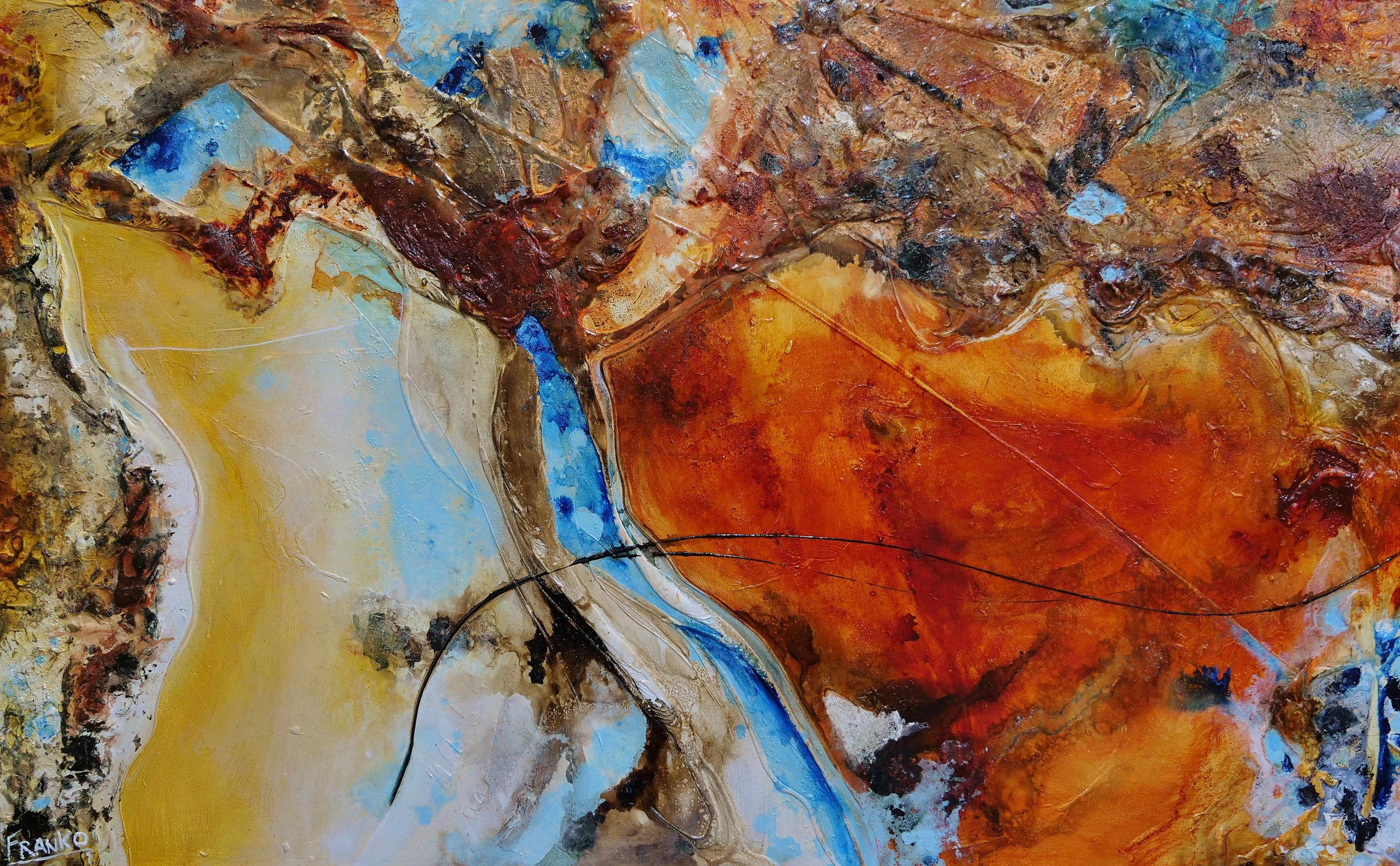 Rusted Landscape 160cm x 100cm Sienna Textured Abstract Painting (SOLD)-Abstract-[Franko_Artist]-[Australian_artist]-[Gold_Coast]-[Brisbane]-[modern]-[contemporary]-[original]-[Large_artwork]-Franklin Art Studio