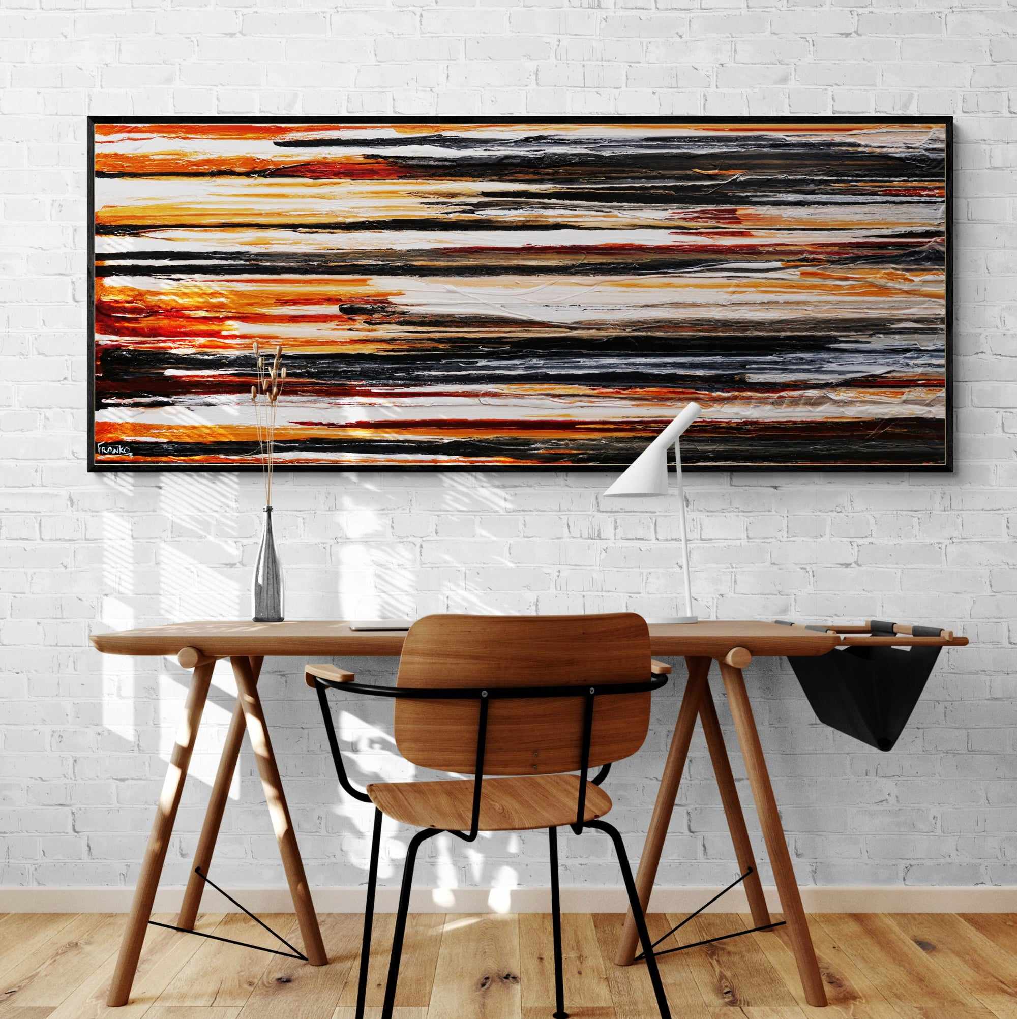 Rusted Landscape 200cm x 80cm Black White Brown Textured Abstract Painting (SOLD)-Abstract-[Franko_Artist]-[The_Block]-[Dream_Homes]-[ideas]-[Grand_Designs]-[Art_Lover]-Franklin Art Studio