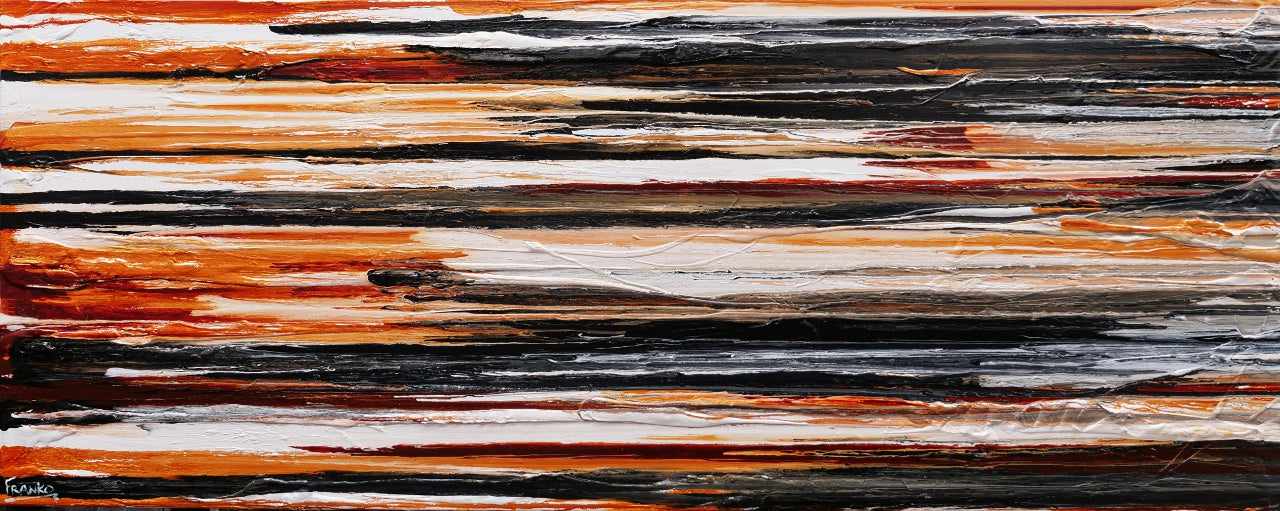 Rusted Landscape 200cm x 80cm Black White Brown Textured Abstract Painting (SOLD)-Abstract-[Franko_Artist]-[Australian_artist]-[Gold_Coast]-[Brisbane]-[modern]-[contemporary]-[original]-[Large_artwork]-Franklin Art Studio