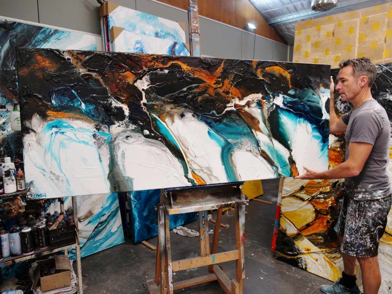 update alt-text with template Rusted Motion 200cm x 80cm White Black Teal Textured Abstract Painting (SOLD)-Abstract-[Franko_Artist]-[The_Block]-[Dream_Homes]-[ideas]- [Grand_Designs]-Franklin Art Studio