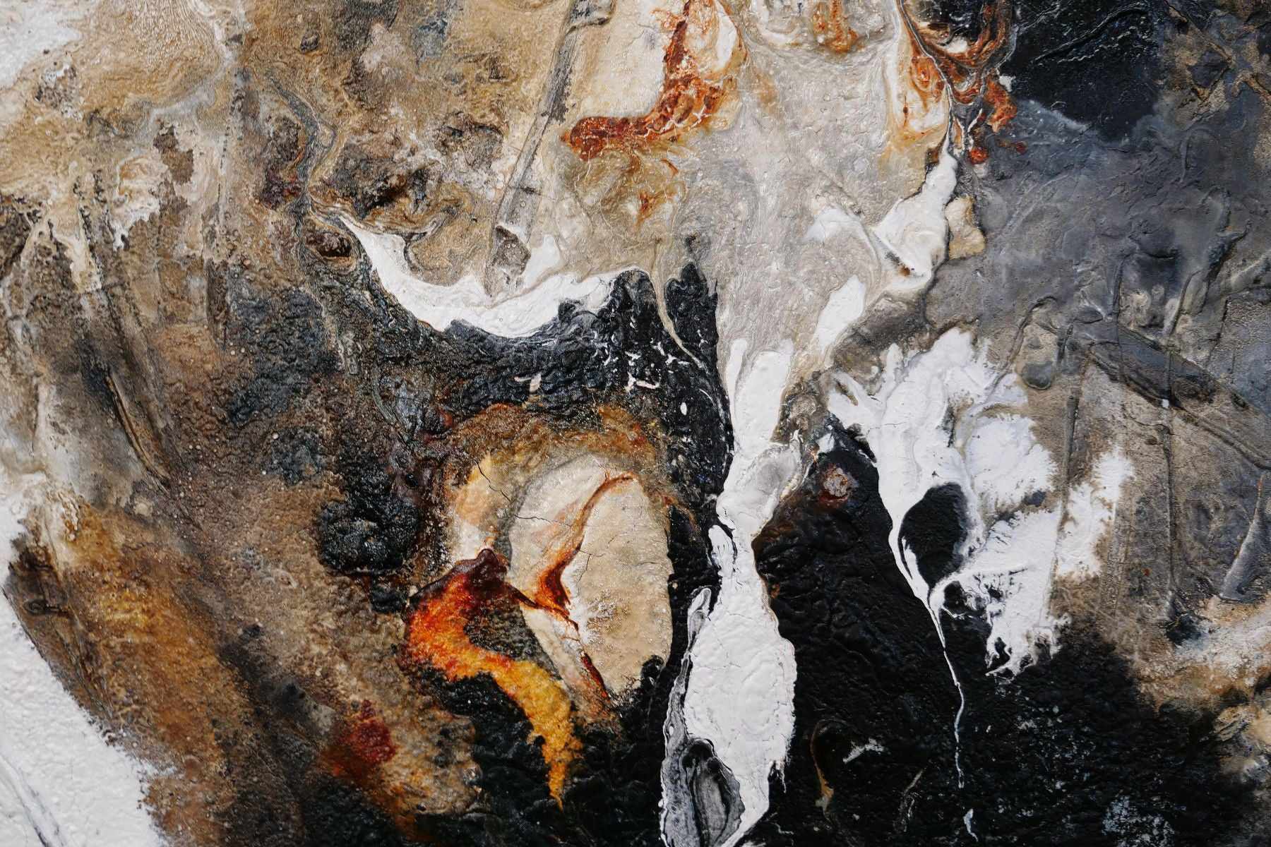 Rusted Nero 160cm x 100cm Brown Black Textured Abstract Painting