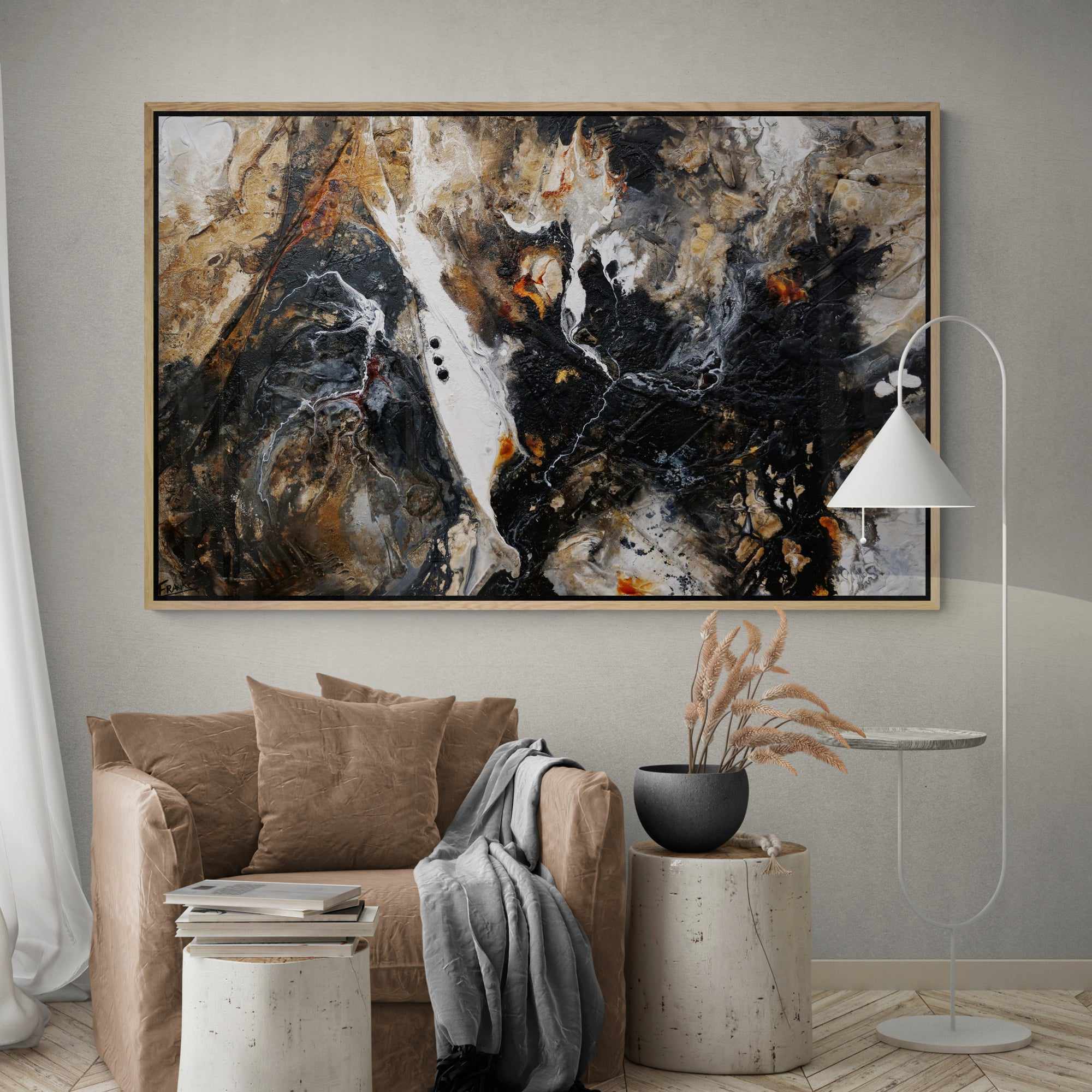 Rusted Nero 160cm x 100cm Brown Black Textured Abstract Painting-Abstract-[Franko_Artist]-[Australian_artist]-[Gold_Coast]-[Brisbane]-[modern]-[contemporary]-[original]-[Large_artwork]-[The_Block]-[Dream_Homes]-[ideas]-[Grand_Designs]-[Art_Lover]-Franklin Art Studio