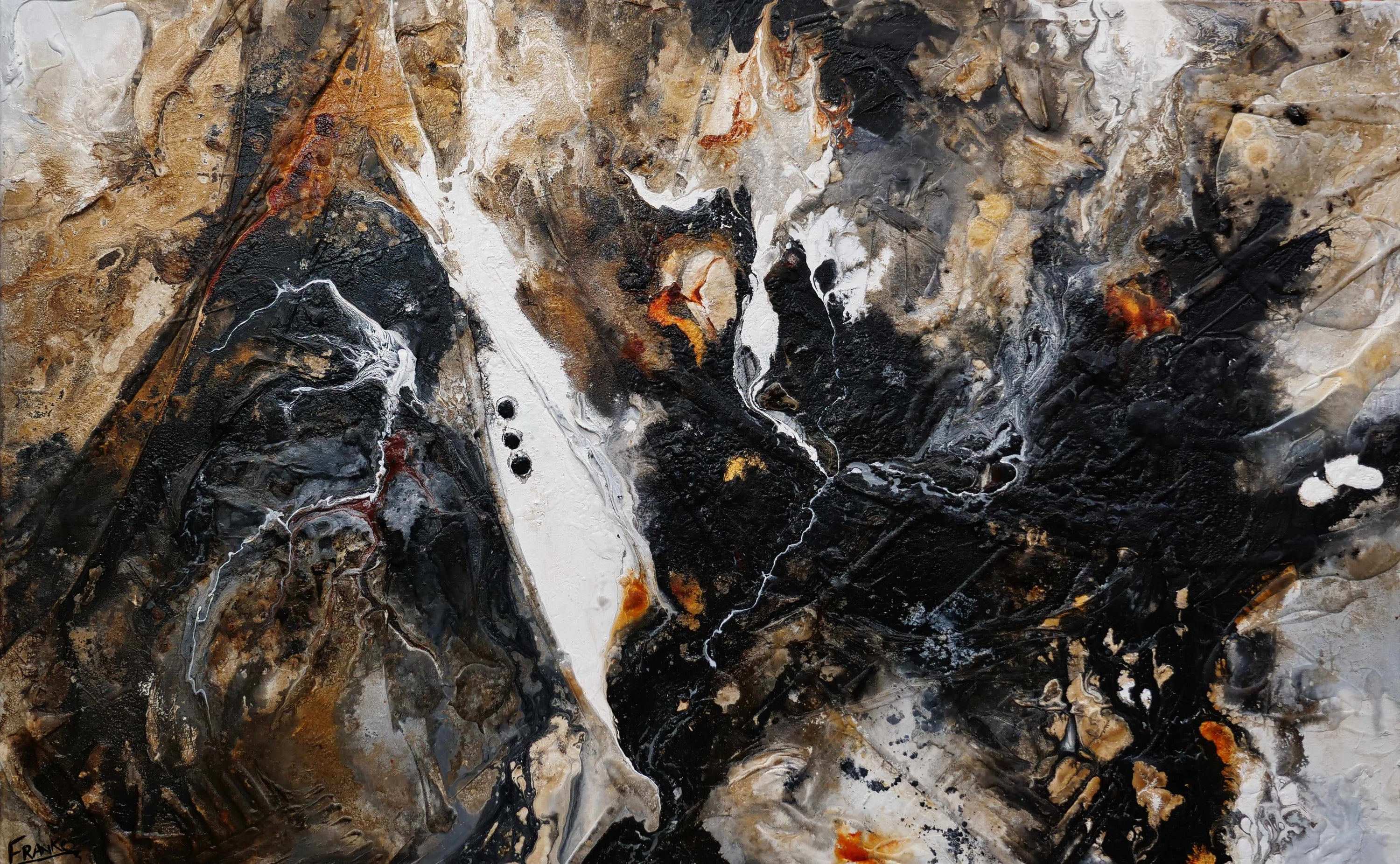 Rusted Nero 160cm x 100cm Brown Black Textured Abstract Painting-Abstract-[Franko_Artist]-[Australian_artist]-[Gold_Coast]-[Brisbane]-[modern]-[contemporary]-[original]-[Large_artwork]-Franklin Art Studio