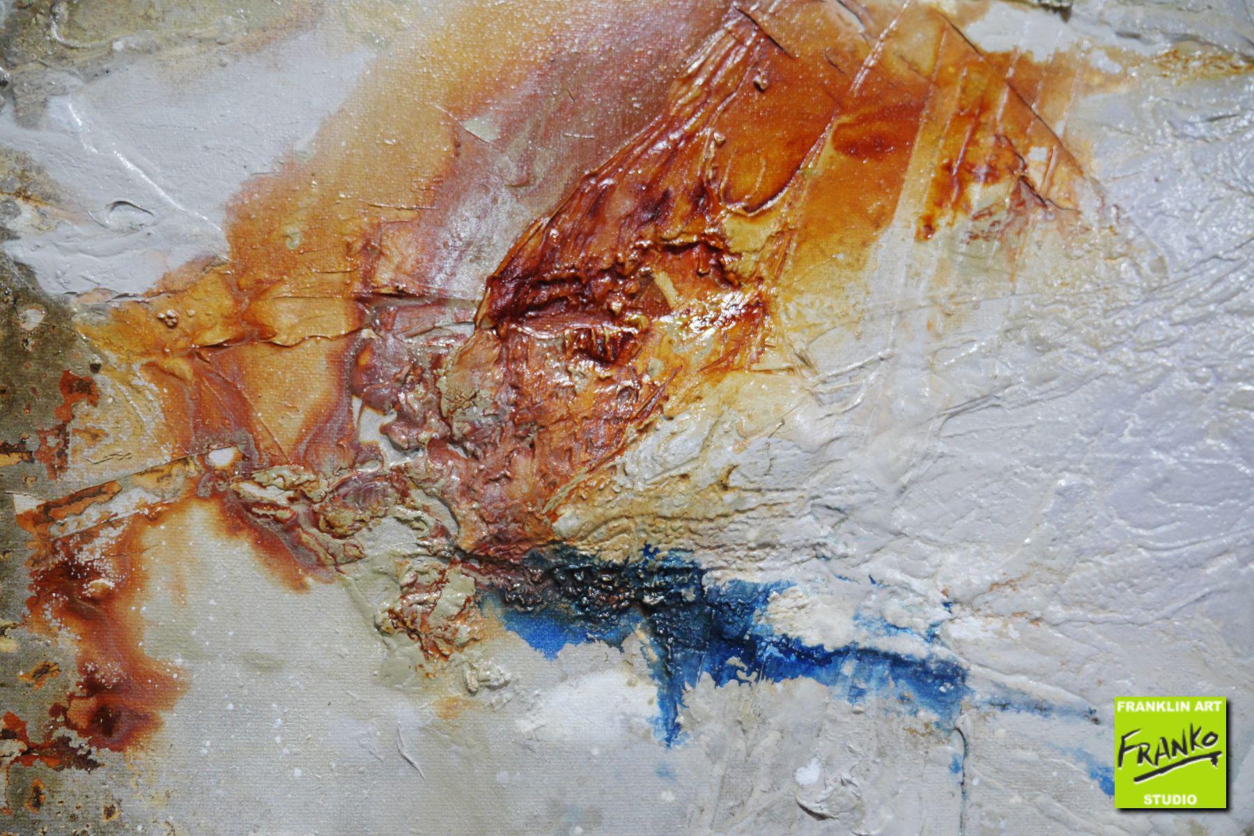 Rusted Outback 240cm x 100cm Brown Blue Textured Abstract Painting (SOLD)