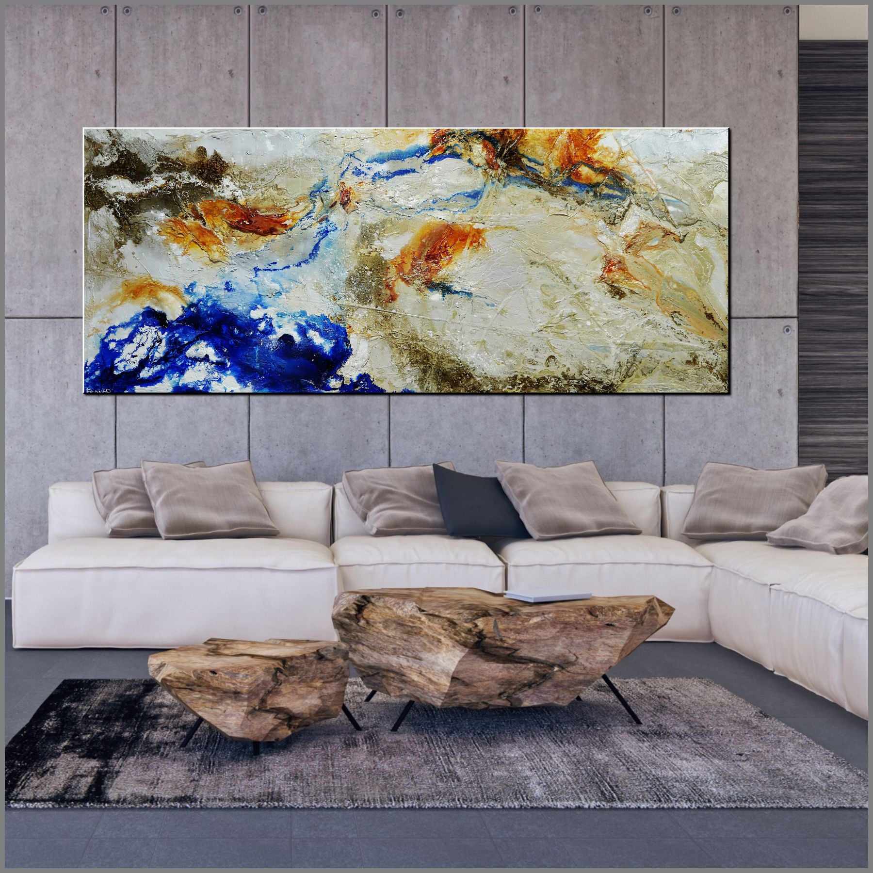 Rusted Outback 240cm x 100cm Brown Blue Textured Abstract Painting (SOLD)-Abstract-[Franko_Artist]-[Australian_artist]-[Gold_Coast]-[Brisbane]-[modern]-[contemporary]-[original]-[Large_artwork]-[The_Block]-[Dream_Homes]-[ideas]-[Grand_Designs]-[Art_Lover]-Franklin Art Studio