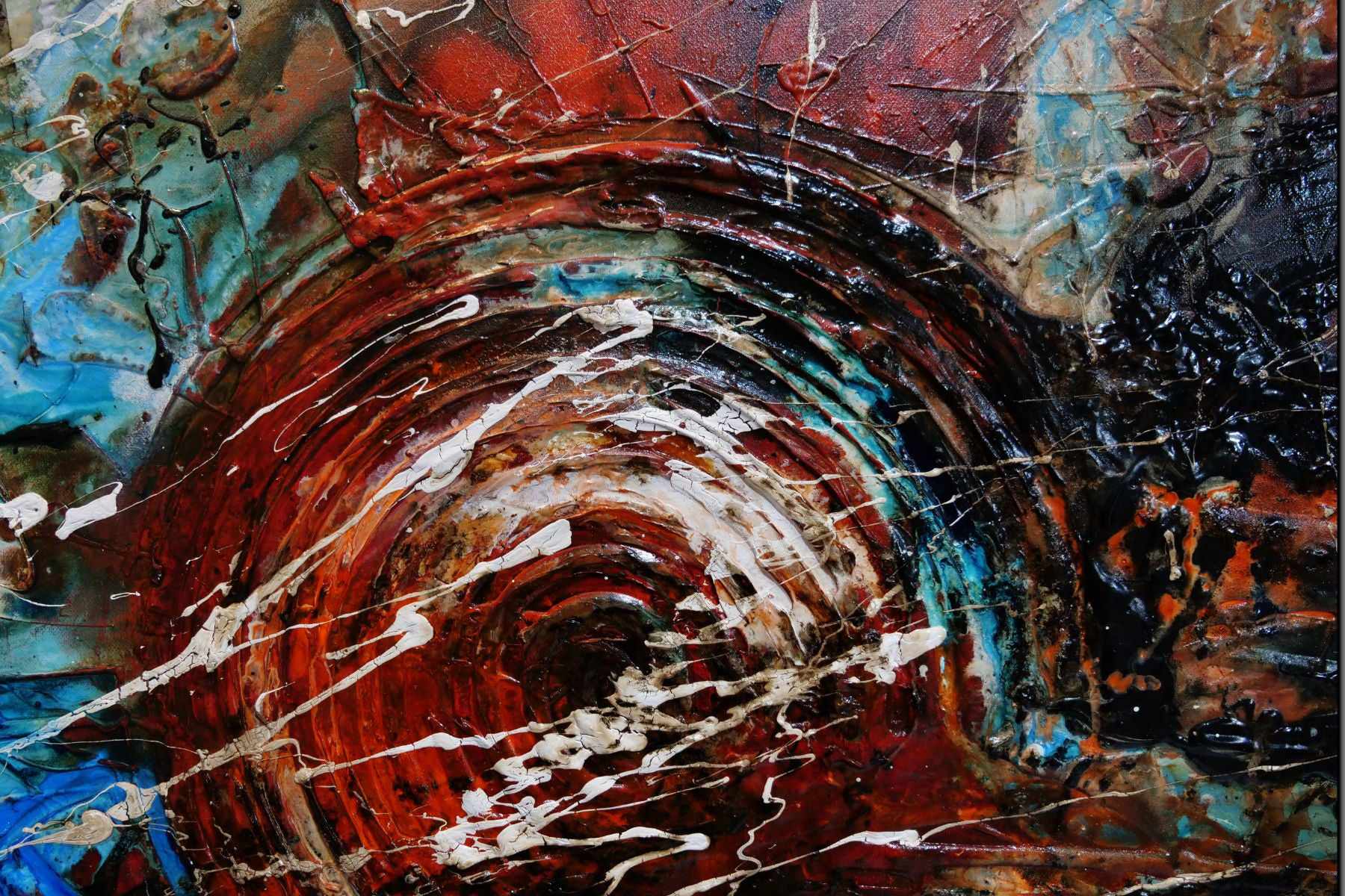 Rusted Overland 190cm x 100cm Blue Orange Textured Abstract Painting (SOLD)