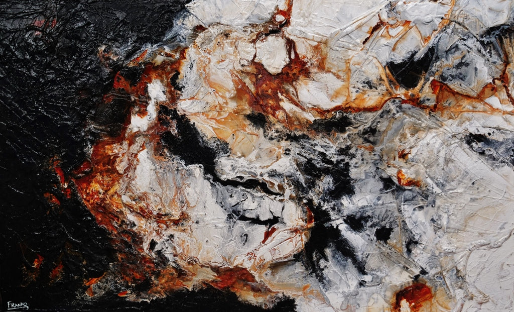 Rusted Oxide 250cm x 150cm Black Brown White Textured Abstract Painting (SOLD)-Abstract-[Franko_Artist]-[Australian_artist]-[Gold_Coast]-[Brisbane]-[modern]-[contemporary]-[original]-[Large_artwork]-Franklin Art Studio