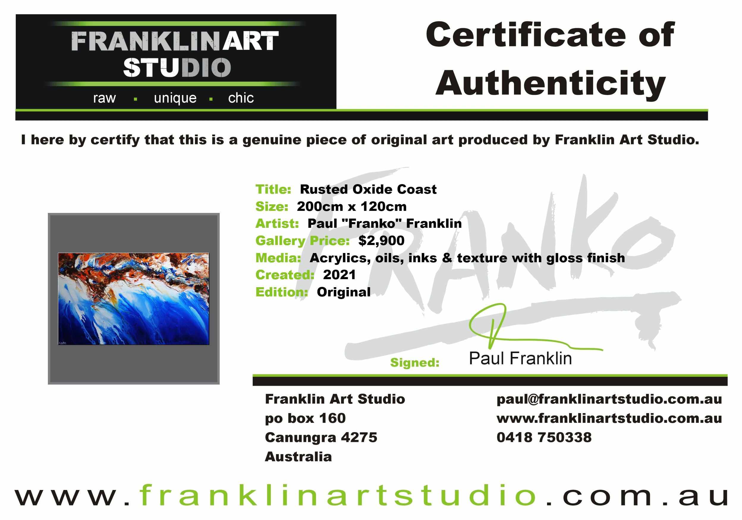 Rusted Oxide Coast 200cm x 120cm Blue Orange Textured Abstract Painting (SOLD)-Abstract-[Franko_Artist]-[The_Block]-[Dream_Homes]-[ideas]-[Grand_Designs]-[Art_Lover]-Franklin Art Studio