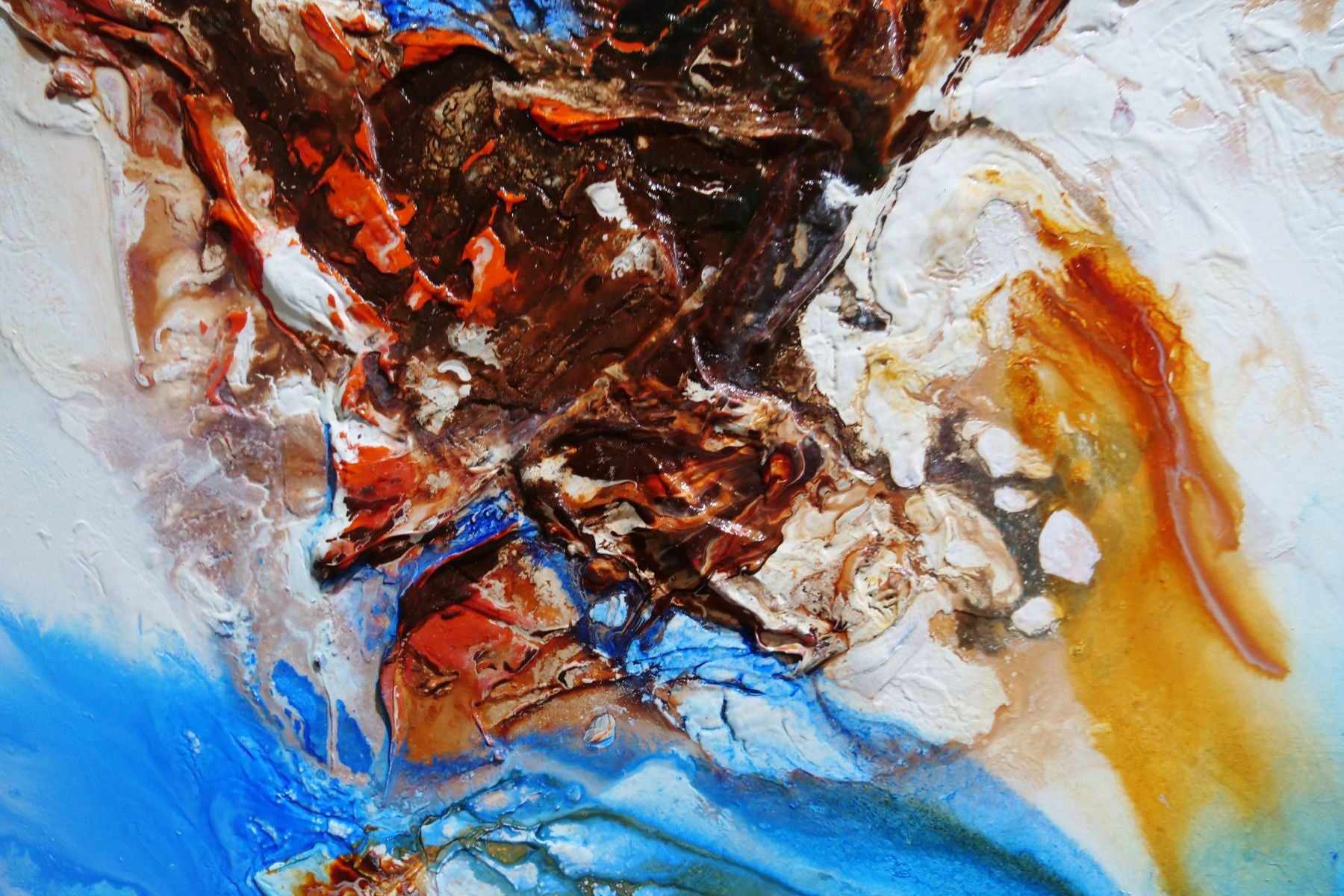 Rusted Oxide Coast 200cm x 120cm Blue Orange Textured Abstract Painting (SOLD)