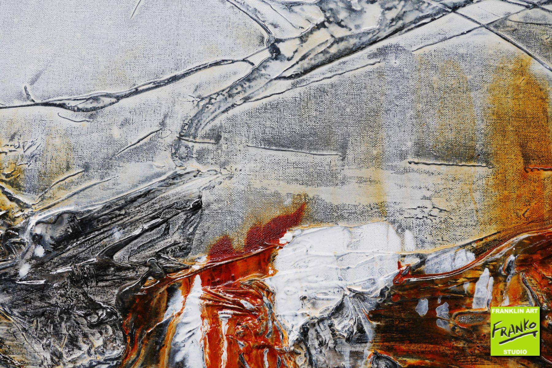 Rusted Raw 200cm x 80cm Grey White Rust Textured Abstract Painting (SOLD)