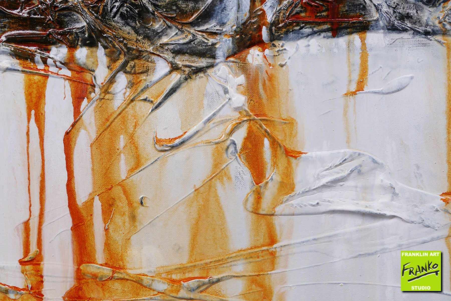Rusted Raw 200cm x 80cm Grey White Rust Textured Abstract Painting (SOLD)
