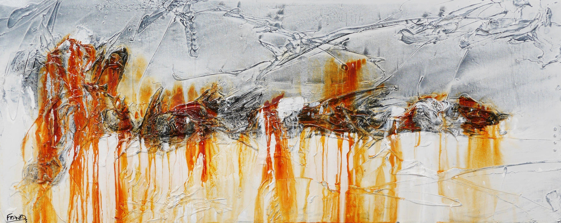 Rusted Raw 200cm x 80cm Grey White Rust Textured Abstract Painting (SOLD)-Abstract-[Franko_Artist]-[Australian_artist]-[Gold_Coast]-[Brisbane]-[modern]-[contemporary]-[original]-[Large_artwork]-Franklin Art Studio