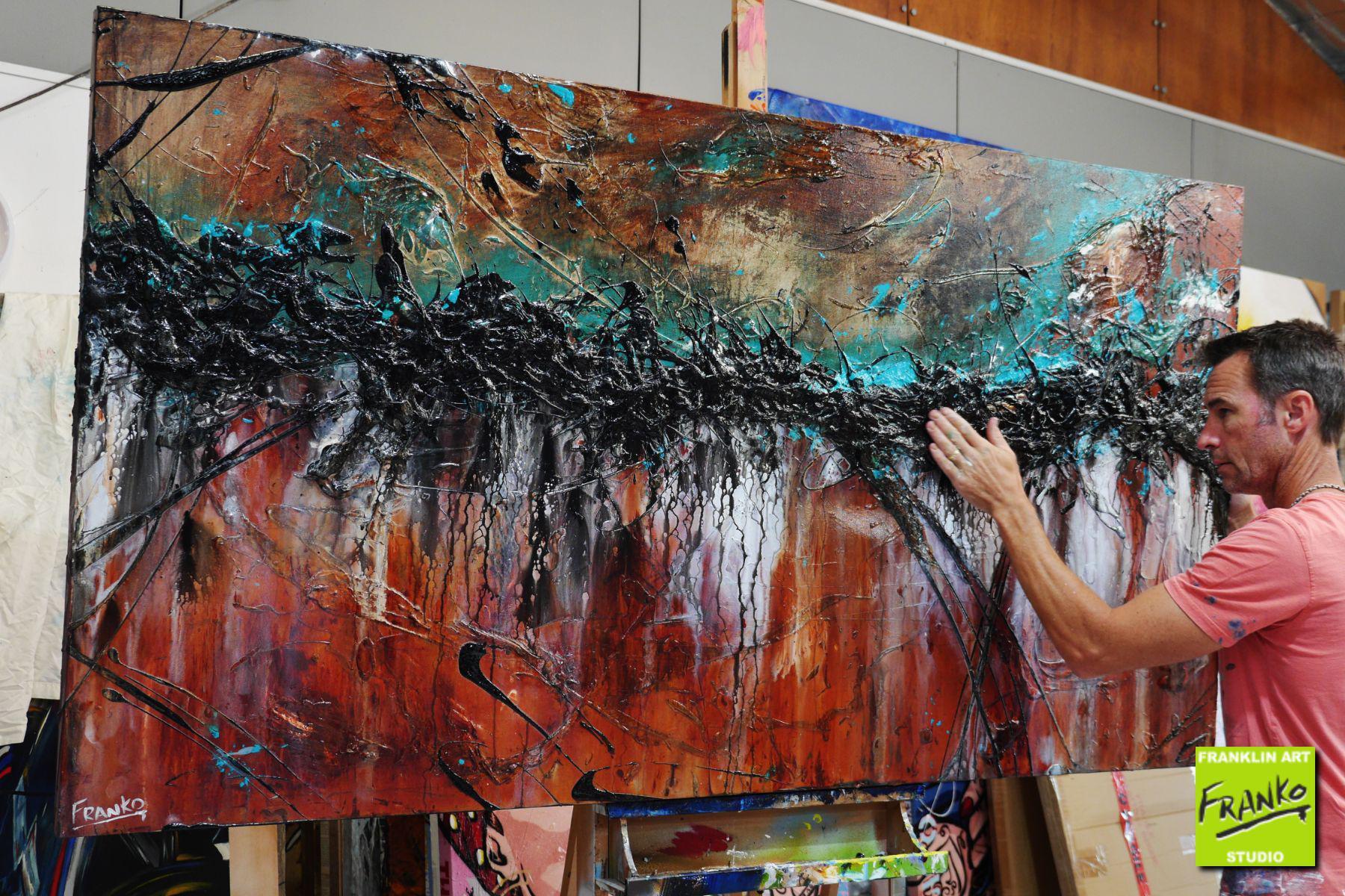 Rusted Rogue 190cm x 100cm Brown Textured Abstract Painting (SOLD)-Abstract-[Franko_Artist]-[The_Block]-[Dream_Homes]-[ideas]- [Grand_Designs]-Franklin Art Studio
