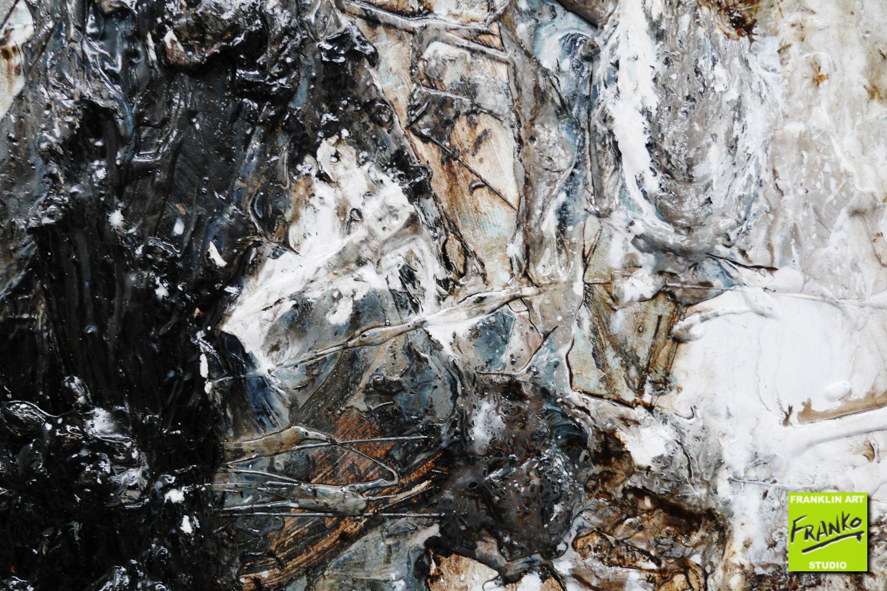 Rusted Stagnation 140cm x 100cm Black White Rust Textured Abstract Painting (SOLD)