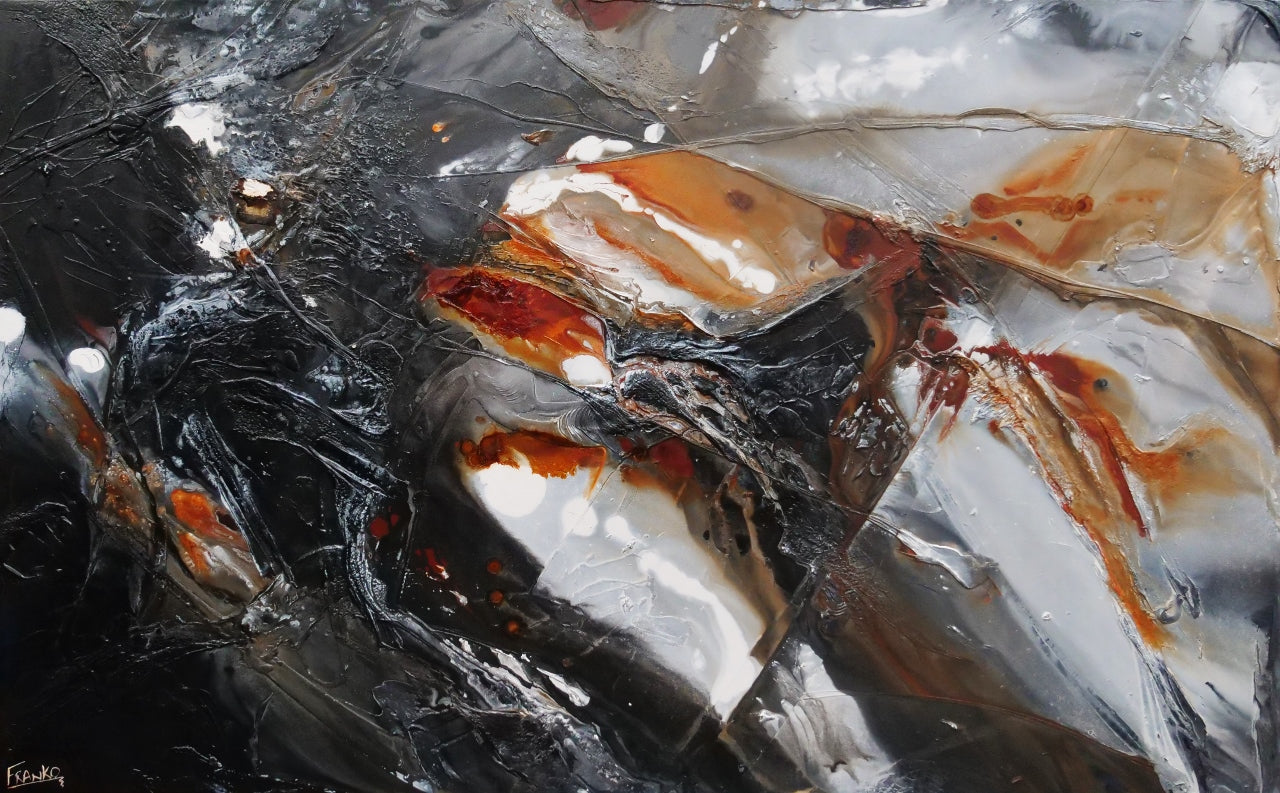 Rusted Sugar 160cm x 100cm Black Grey Rust Textured Abstract Painting (SOLD)-Abstract-[Franko_Artist]-[Australian_artist]-[Gold_Coast]-[Brisbane]-[modern]-[contemporary]-[original]-[Large_artwork]-Franklin Art Studio