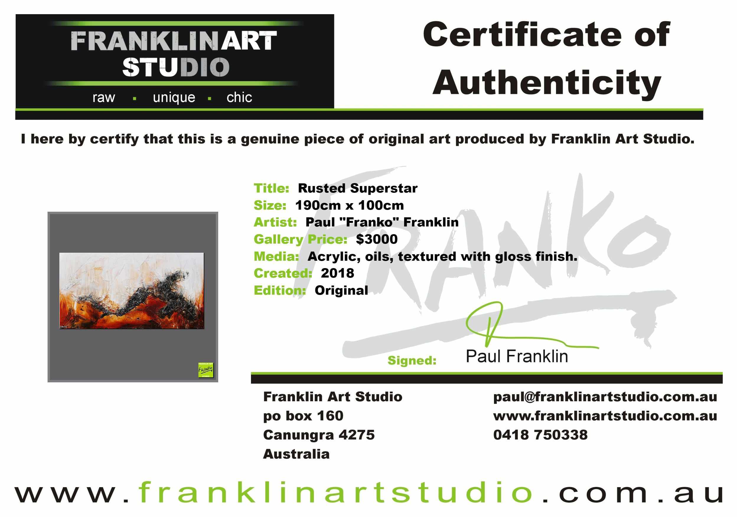 Rusted Superstar 190cm x 100cm White Brown Textured Abstract Painting (SOLD)-Abstract-[Franko_Artist]-[The_Block]-[Dream_Homes]-[ideas]-[Grand_Designs]-[Art_Lover]-Franklin Art Studio