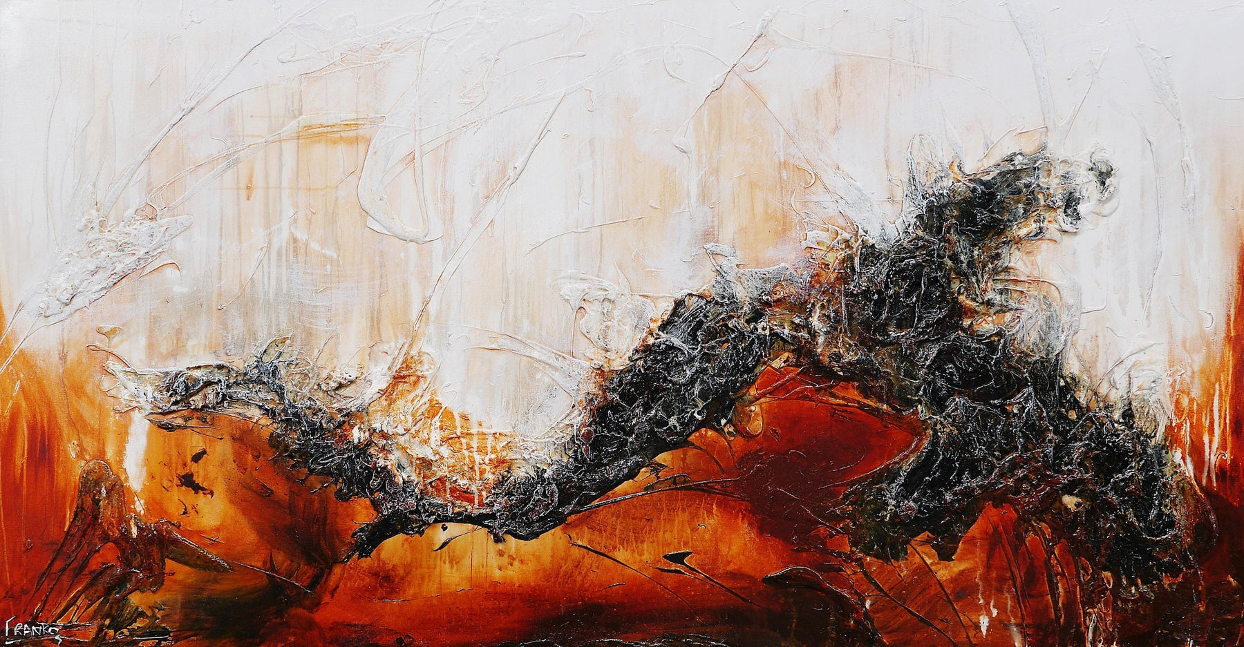 Rusted Superstar 190cm x 100cm White Brown Textured Abstract Painting (SOLD)-Abstract-[Franko_Artist]-[Australian_artist]-[Gold_Coast]-[Brisbane]-[modern]-[contemporary]-[original]-[Large_artwork]-Franklin Art Studio