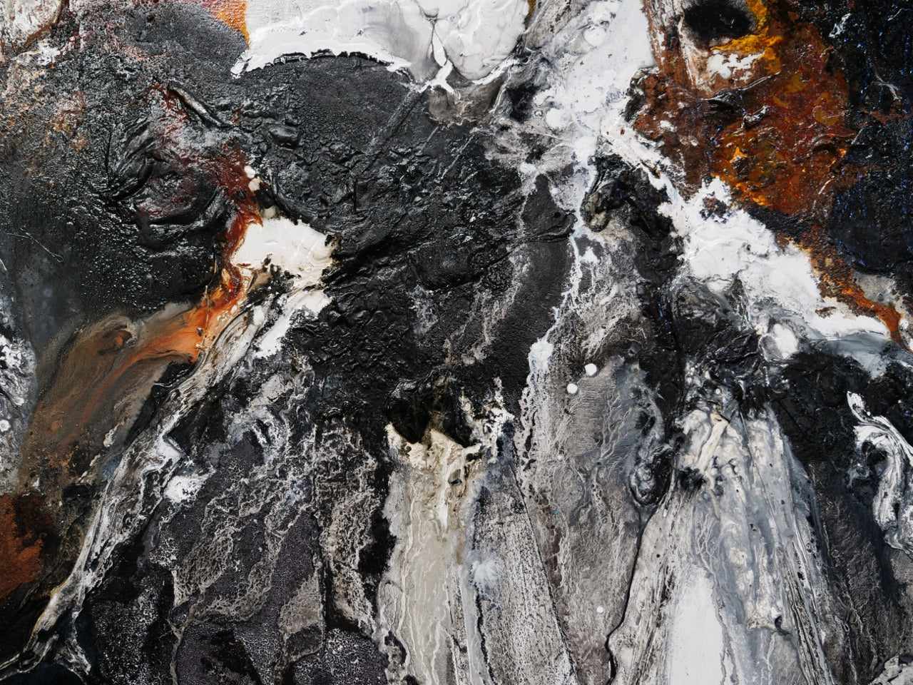 Rusted Tectonic 200cm x 80cm Black Rust Textured Abstract Painting (SOLD)