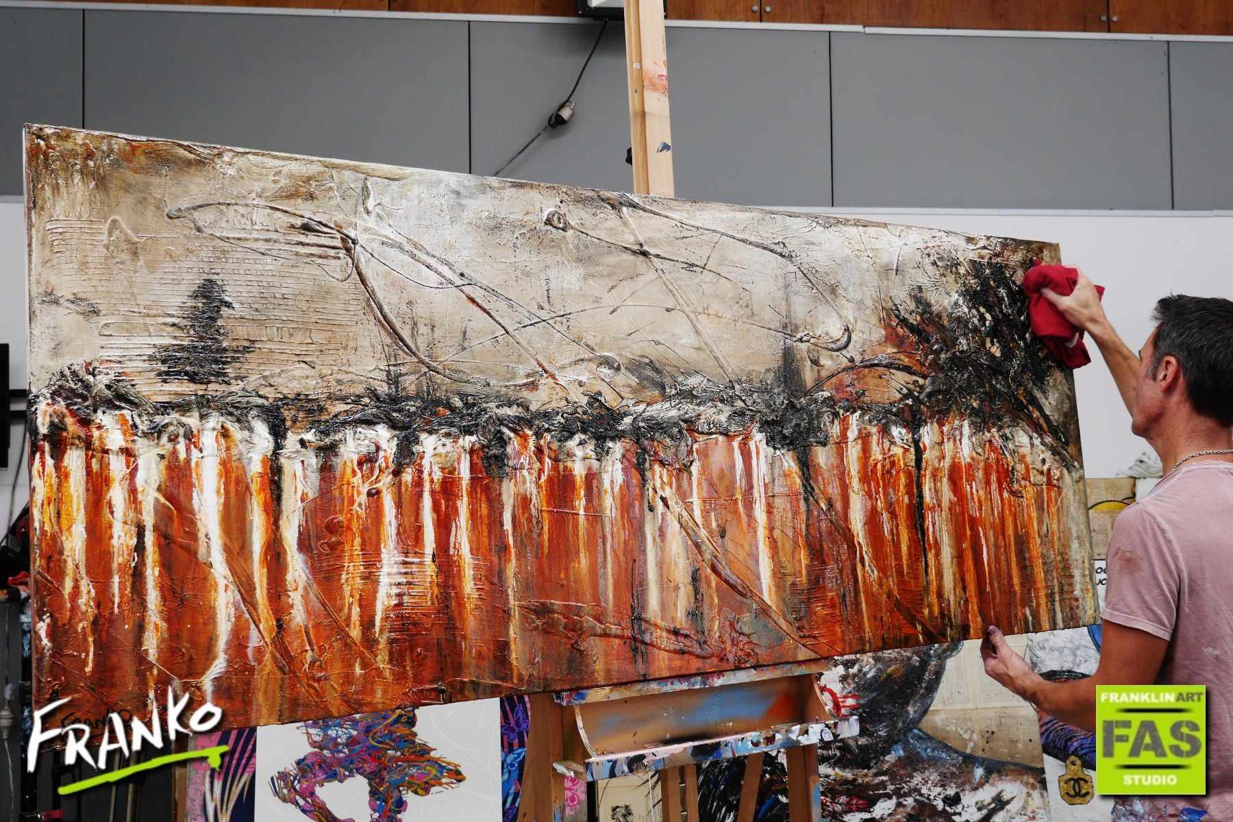 Rusted Times 200cm x 80cm Brown White Abstract Painting (SOLD)-Abstract-[Franko_Artist]-[The_Block]-[Dream_Homes]-[ideas]- [Grand_Designs]-Franklin Art Studio
