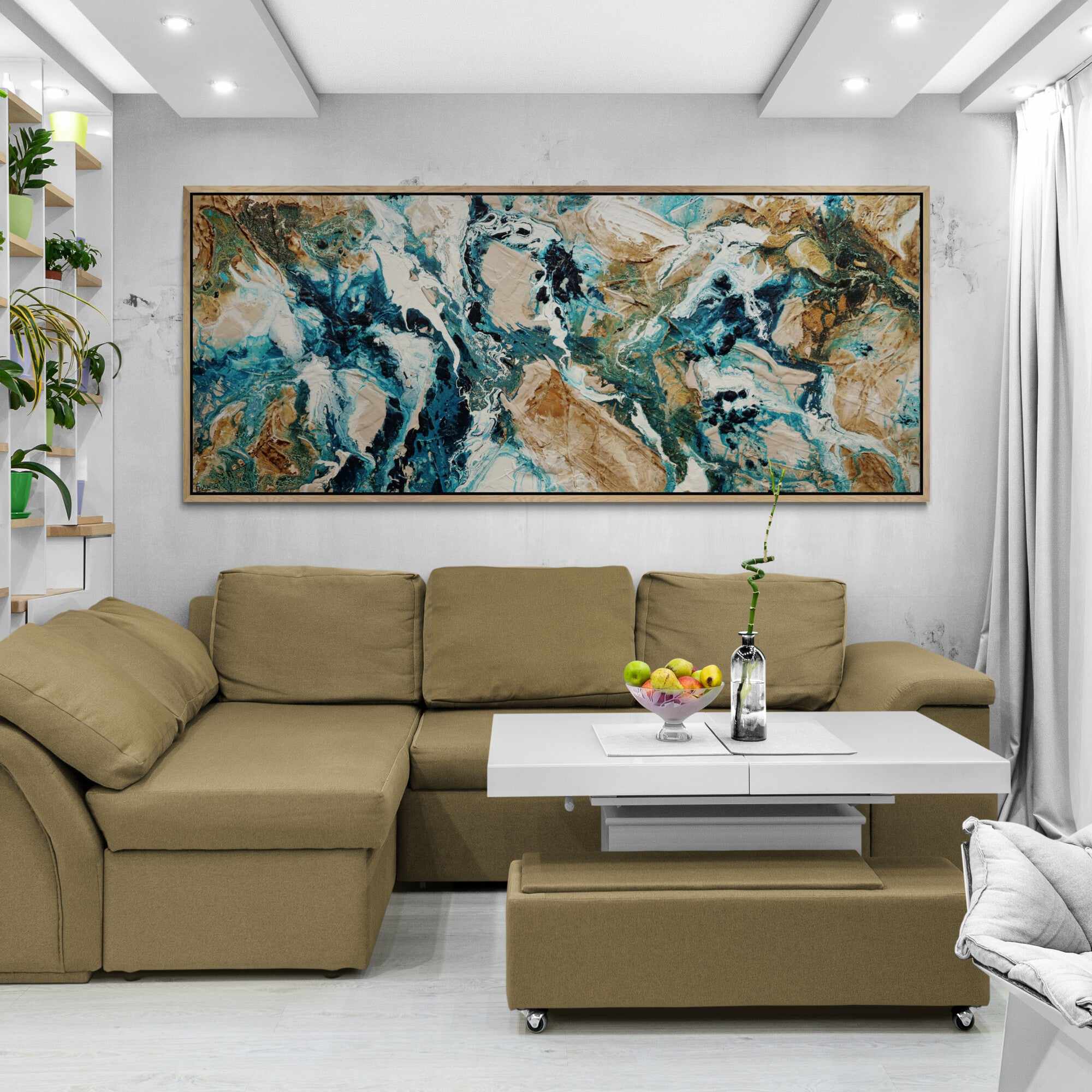 Rusting Honey 240cm x 100cm Rust Teal Textured Abstract Painting (SOLD)-Abstract-[Franko_Artist]-[The_Block]-[Dream_Homes]-[ideas]- [Grand_Designs]-Franklin Art Studio
