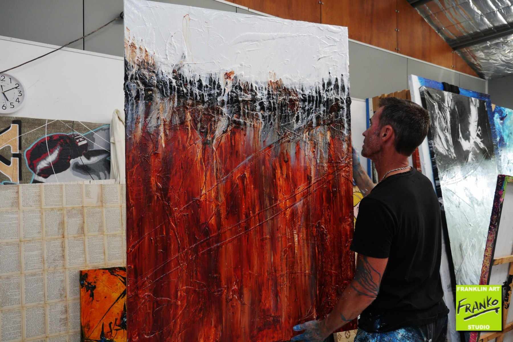 Rusty 140cm x 100cm Brown White Textured Abstract Painting (SOLD)-Abstract-[Franko_Artist]-[The_Block]-[Dream_Homes]-[ideas]- [Grand_Designs]-Franklin Art Studio
