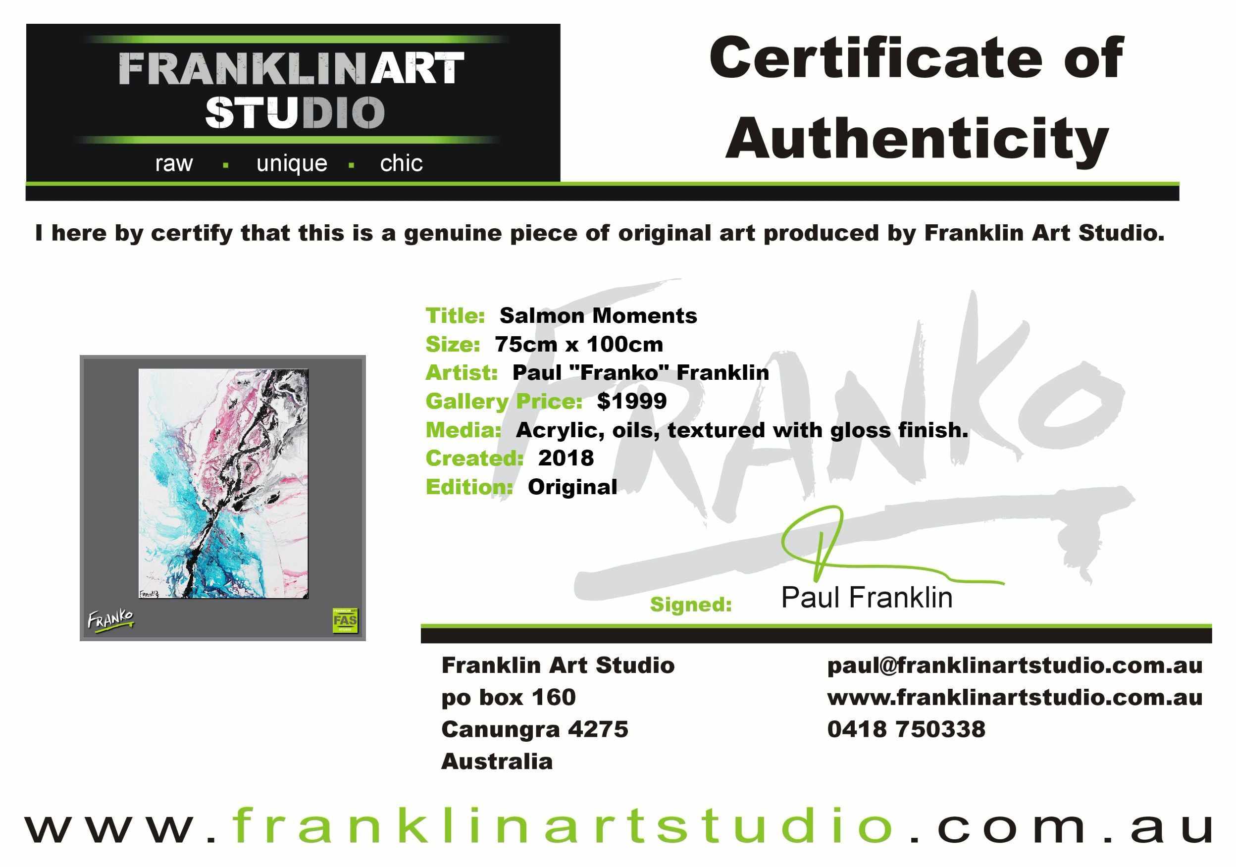 Salmon Moments 75cm x 100cm White Pink Abstract Painting (SOLD)-Abstract-[Franko_Artist]-[The_Block]-[Dream_Homes]-[ideas]-[Grand_Designs]-[Art_Lover]-Franklin Art Studio