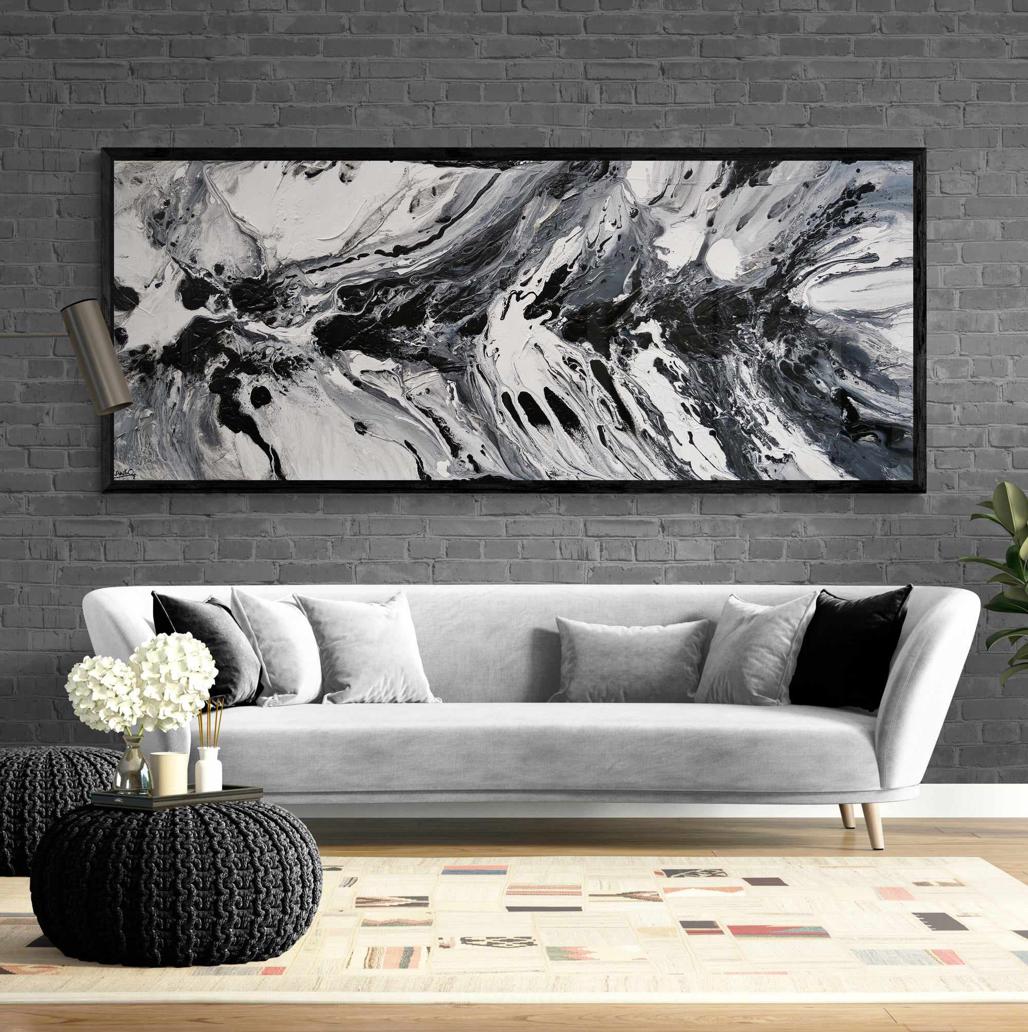 Salt and Nero 200cm x 80cm White Black Textured Abstract Painting (SOLD)-Abstract-[Franko_Artist]-[Australian_artist]-[Gold_Coast]-[Brisbane]-[modern]-[contemporary]-[original]-[Large_artwork]-[The_Block]-[Dream_Homes]-[ideas]-[Grand_Designs]-[Art_Lover]-Franklin Art Studio