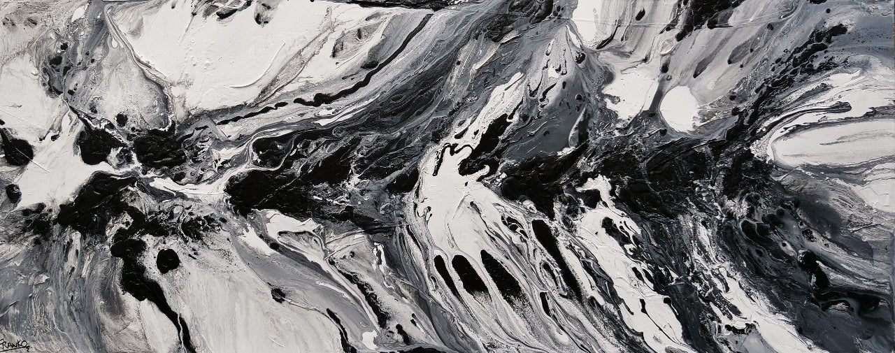 Salt and Nero 200cm x 80cm White Black Textured Abstract Painting (SOLD)-Abstract-[Franko_Artist]-[Australian_artist]-[Gold_Coast]-[Brisbane]-[modern]-[contemporary]-[original]-[Large_artwork]-Franklin Art Studio