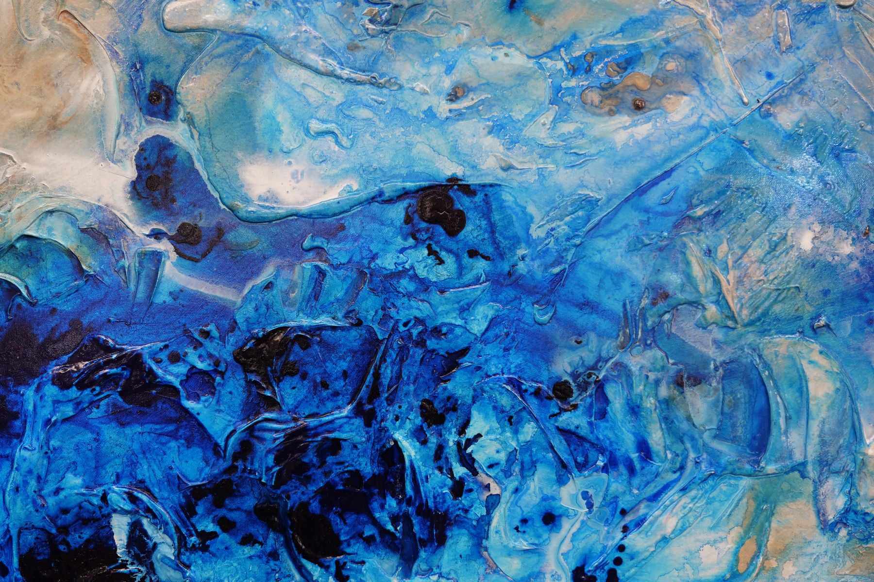 Sapphire Casbah 190cm x 100cm Blue Cream Textured Abstract Painting (SOLD NATALIE)