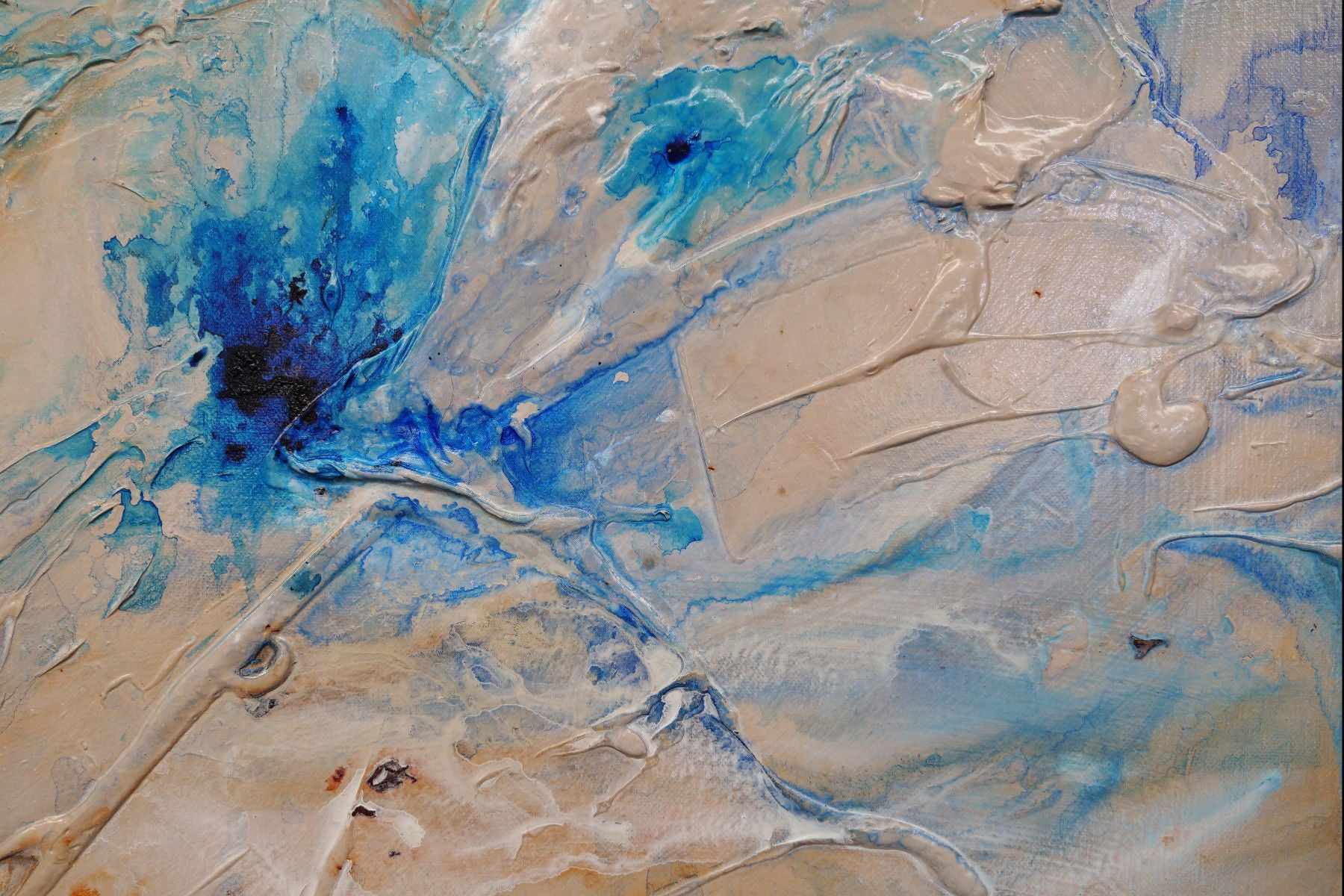 Sapphire Casbah 190cm x 100cm Blue Cream Textured Abstract Painting (SOLD NATALIE)