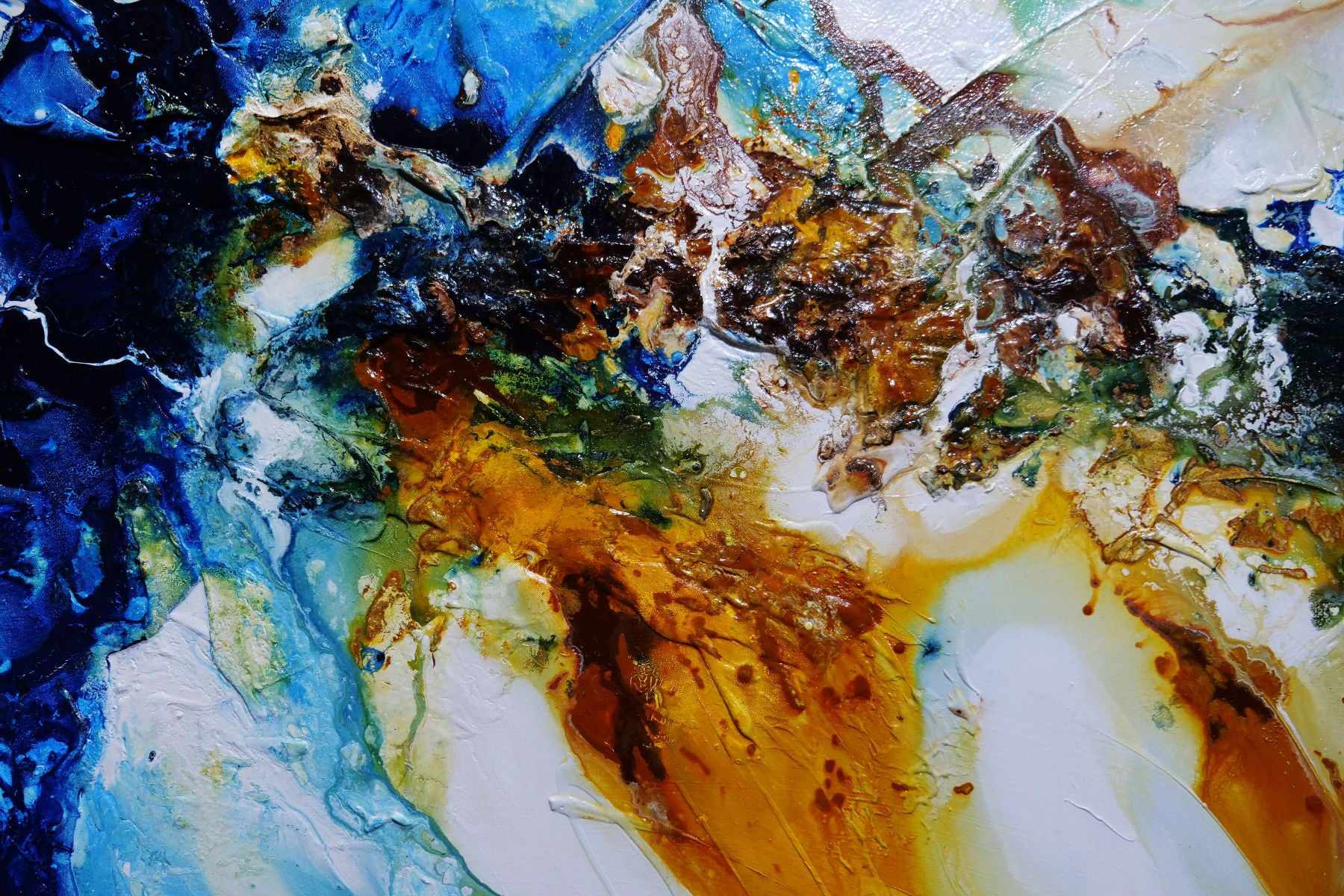 Sapphire Coast 240cm x 100cm Blue Sienna Textured Abstract Painting (SOLD)