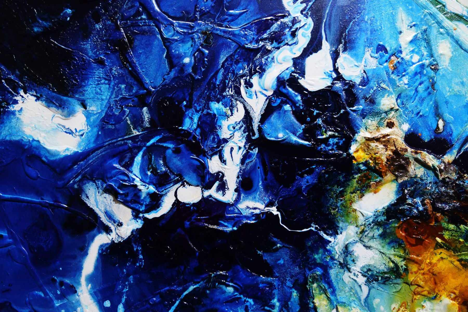 Sapphire Coast 240cm x 100cm Blue Sienna Textured Abstract Painting (SOLD)