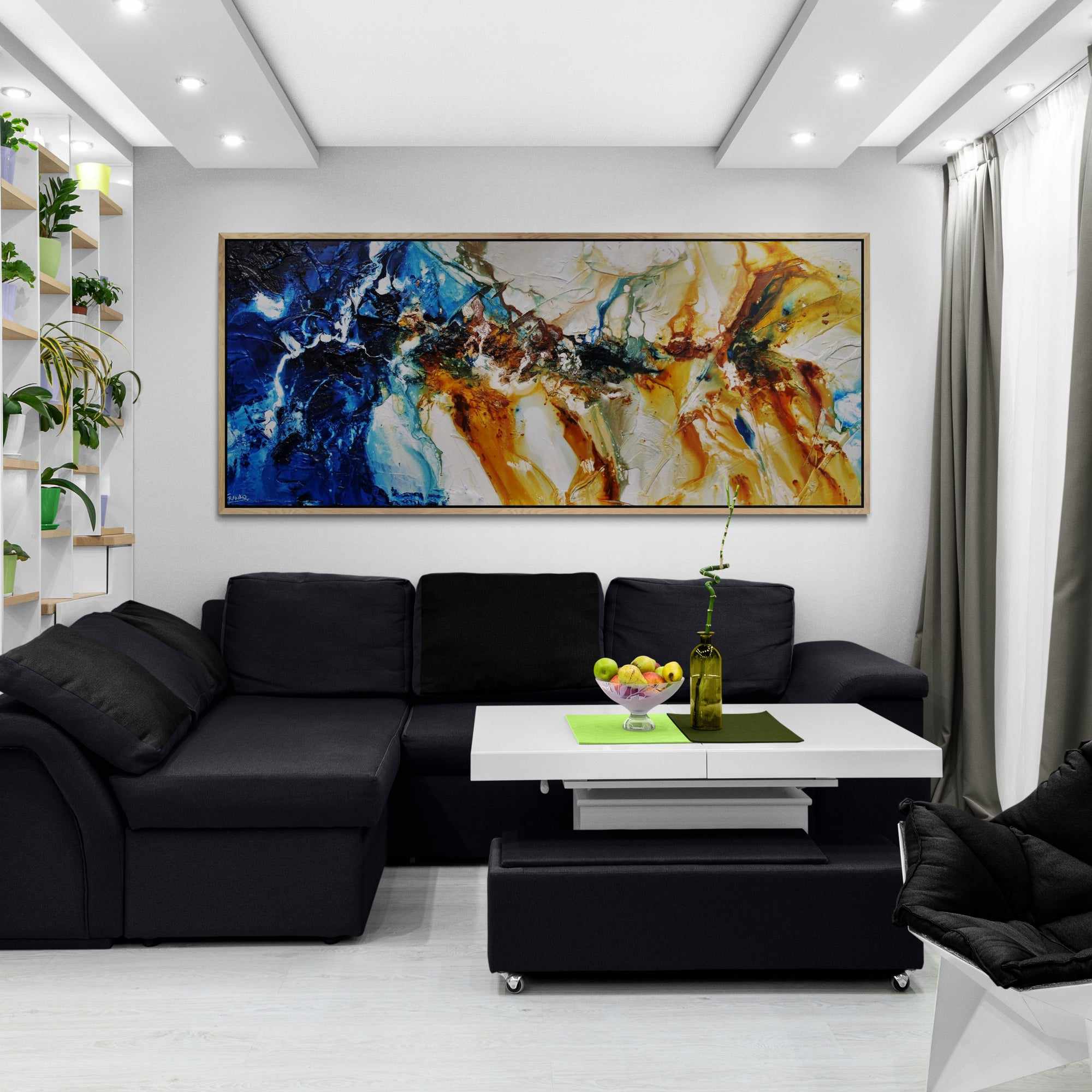Sapphire Coast 240cm x 100cm Blue Sienna Textured Abstract Painting (SOLD)-Abstract-[Franko_Artist]-[Australian_artist]-[Gold_Coast]-[Brisbane]-[modern]-[contemporary]-[original]-[Large_artwork]-[The_Block]-[Dream_Homes]-[ideas]-[Grand_Designs]-[Art_Lover]-Franklin Art Studio