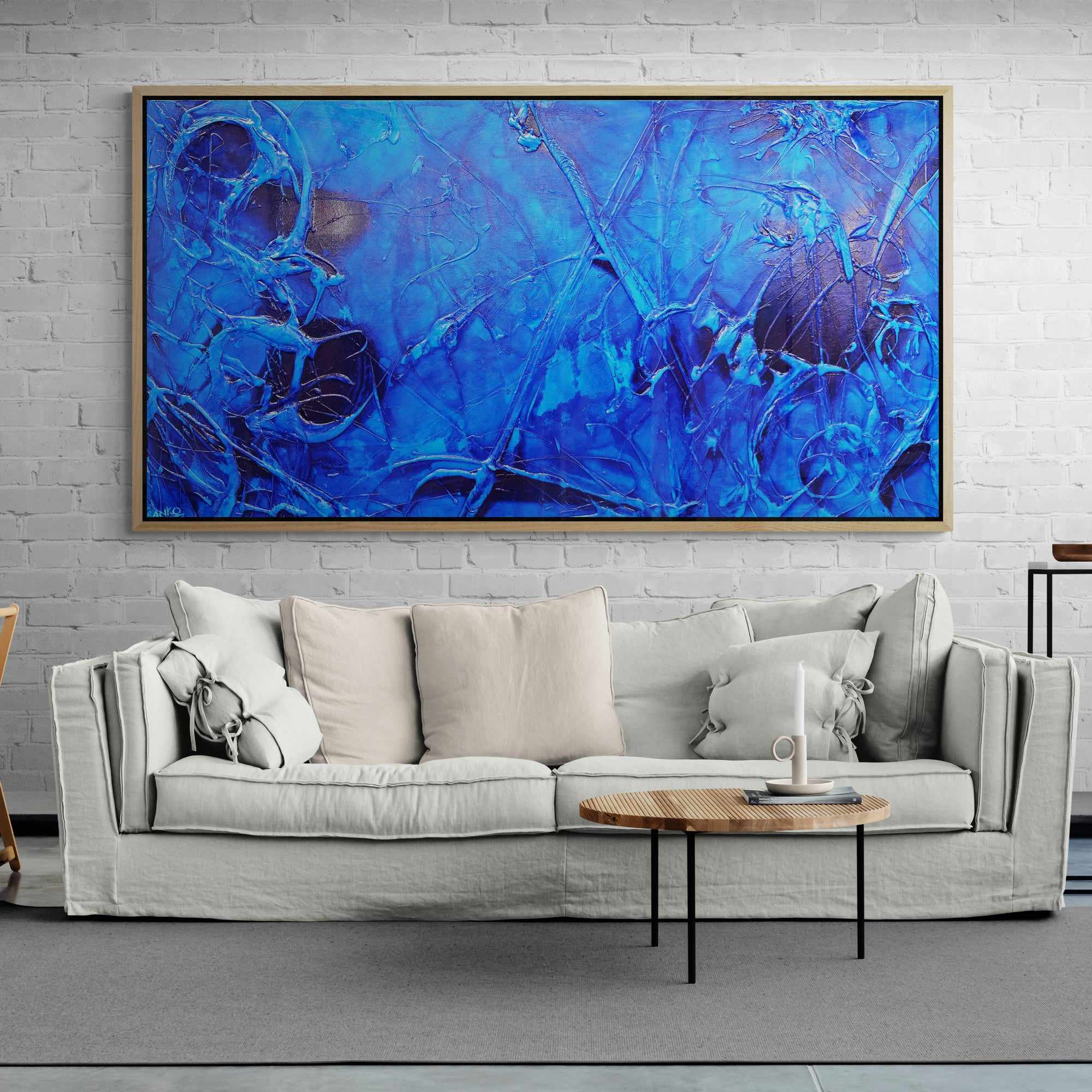 Sapphire Icon 190cm x 100cm Blue Ink Textured Abstract Painting (SOLD)-Abstract-[Franko_Artist]-[Australian_artist]-[Gold_Coast]-[Brisbane]-[modern]-[contemporary]-[original]-[Large_artwork]-[The_Block]-[Dream_Homes]-[ideas]-[Grand_Designs]-[Art_Lover]-Franklin Art Studio
