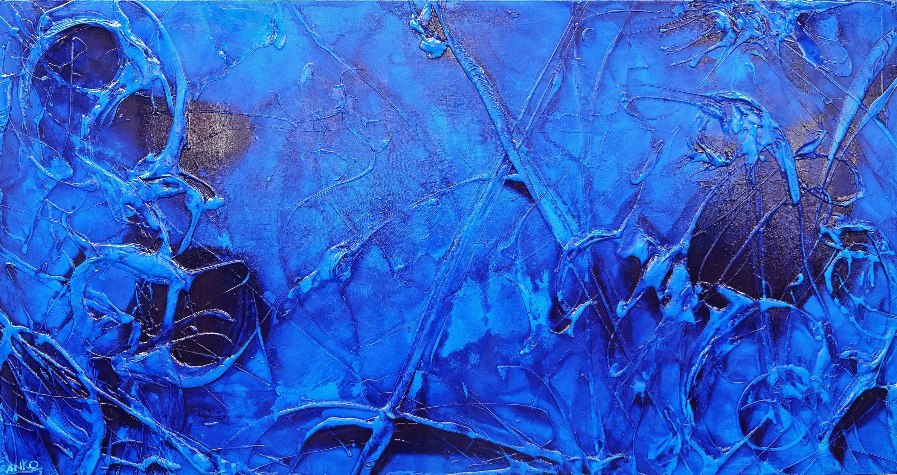 Sapphire Icon 190cm x 100cm Blue Ink Textured Abstract Painting (SOLD)-Abstract-[Franko_Artist]-[Australian_artist]-[Gold_Coast]-[Brisbane]-[modern]-[contemporary]-[original]-[Large_artwork]-Franklin Art Studio